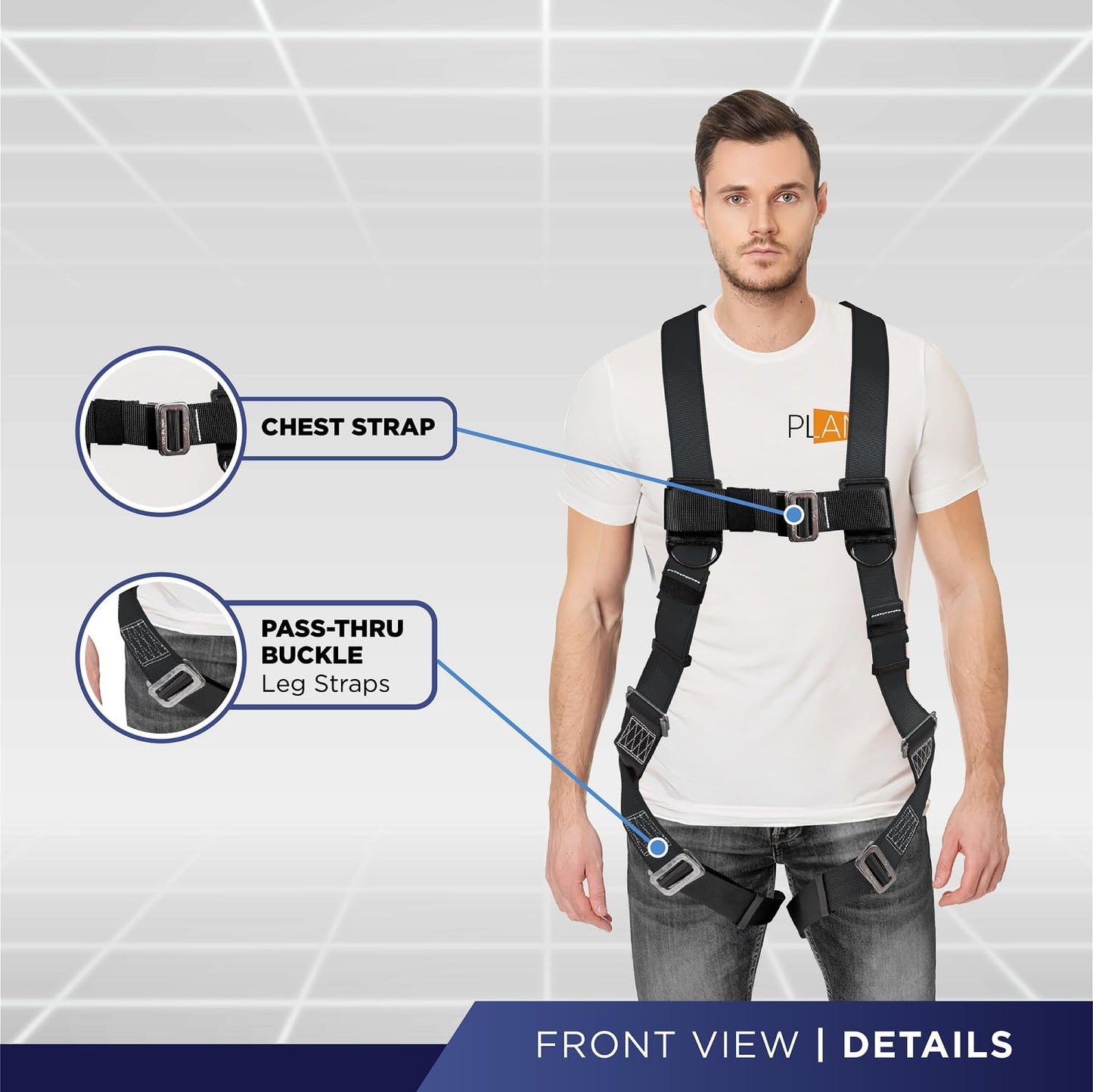Palmer Safety Fall Protection Roofing Bucket Kit I Full-Body Harness, 50' Vertical Rope & Anchor Set I Construction Fall Arrest Kit for Roofers & Construction Workers I OSHA & ANSI Compliant Equipment