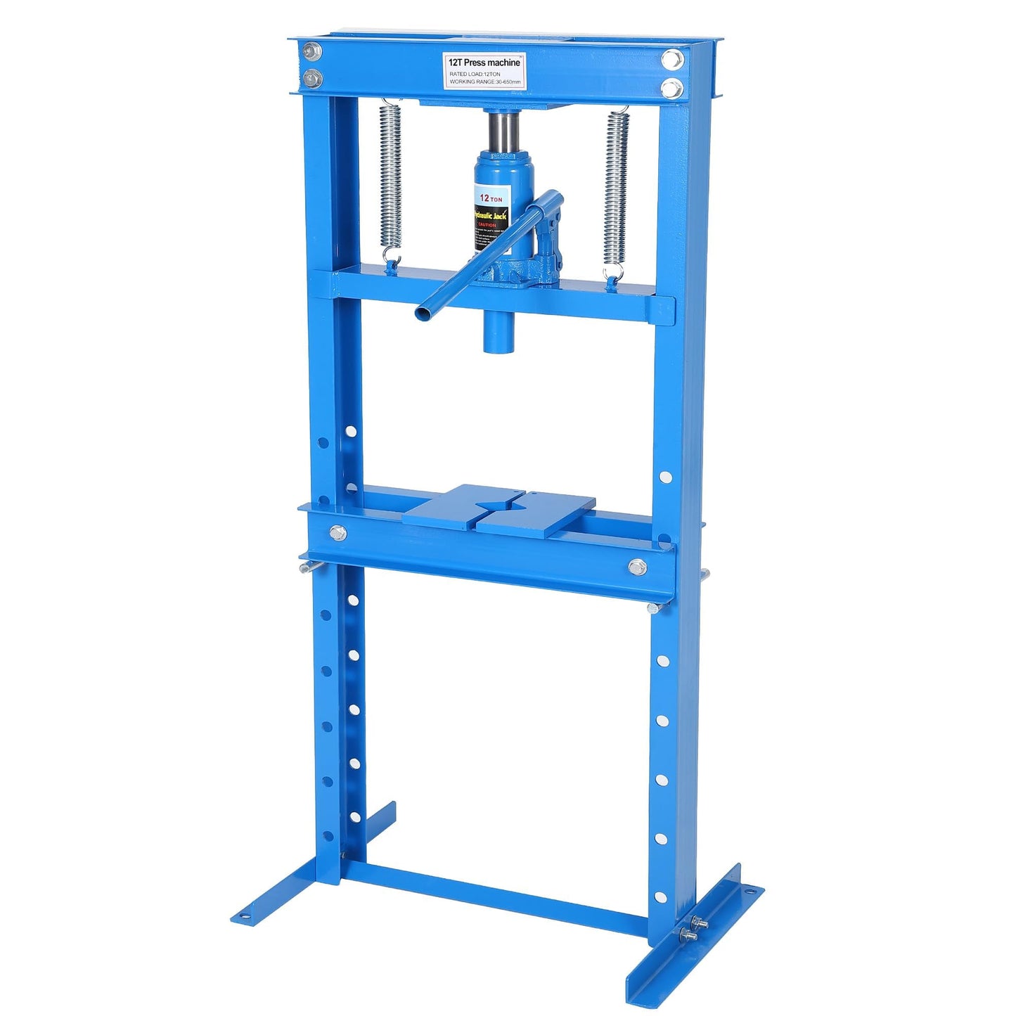 Hydraulic Press, Heavy Duty 12 Ton H-Frame Garage Hydraulic Shop Press, Adjustable Worktable & Plates, for Metal Bending, Straightening