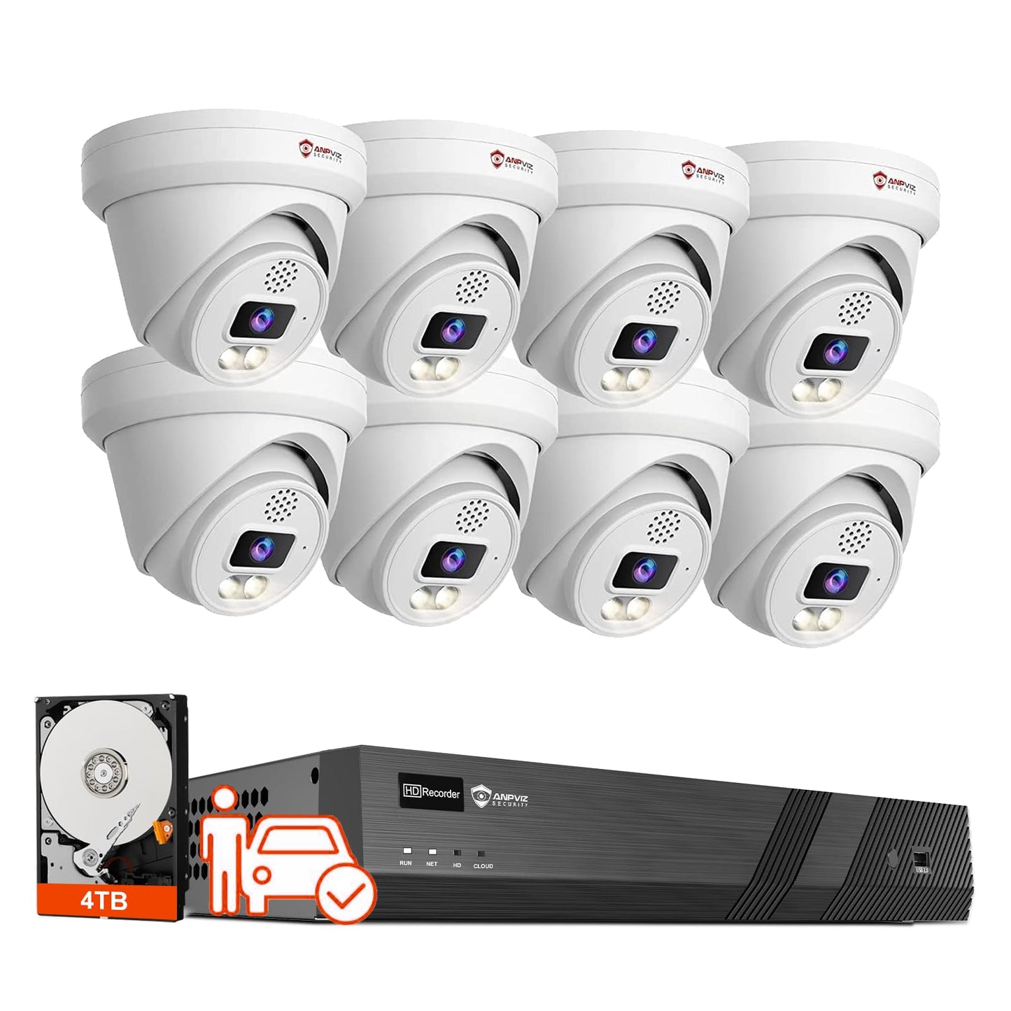 Two-Way Audio, Anpviz 16CH PoE Security Camera System, AI Human Vehicle Detection, 8PCS Wired 6MP PoE IP Cameras for Business Home, 12MP 16CH NVR Pre-Installed 4TB HDD for 24-7 Recording, NDAA