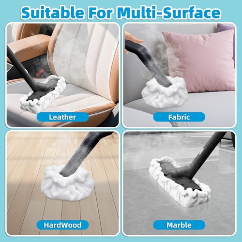 Dupray Steam Mop Pads - 10 Pack Reusable Microfiber Accessories | Large & Small Bonnets Included