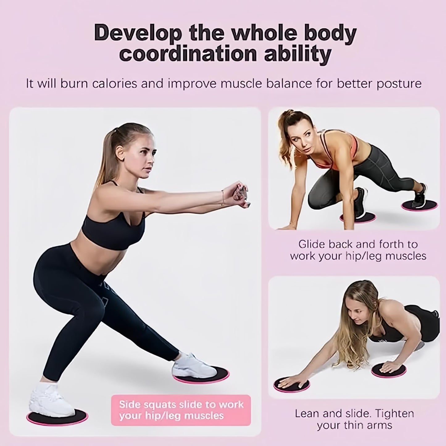 MBKHFLL Core Sliding Discs - Dual Sided Workout Sliders for Carpet & Hardwood Floor - Home Ab Pads Exercise Equipment Fitness Sliders for Women and Men (Purple)