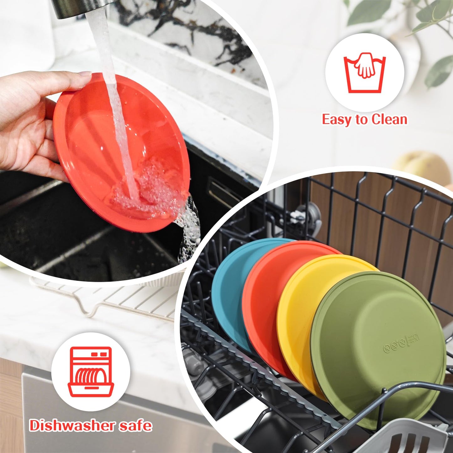 Webake 5 Inch Silicone Mini Pie Pans for Baking, Non-stick Small Tart Pan Quiche Baking Dish, BPA-Free Set of 4