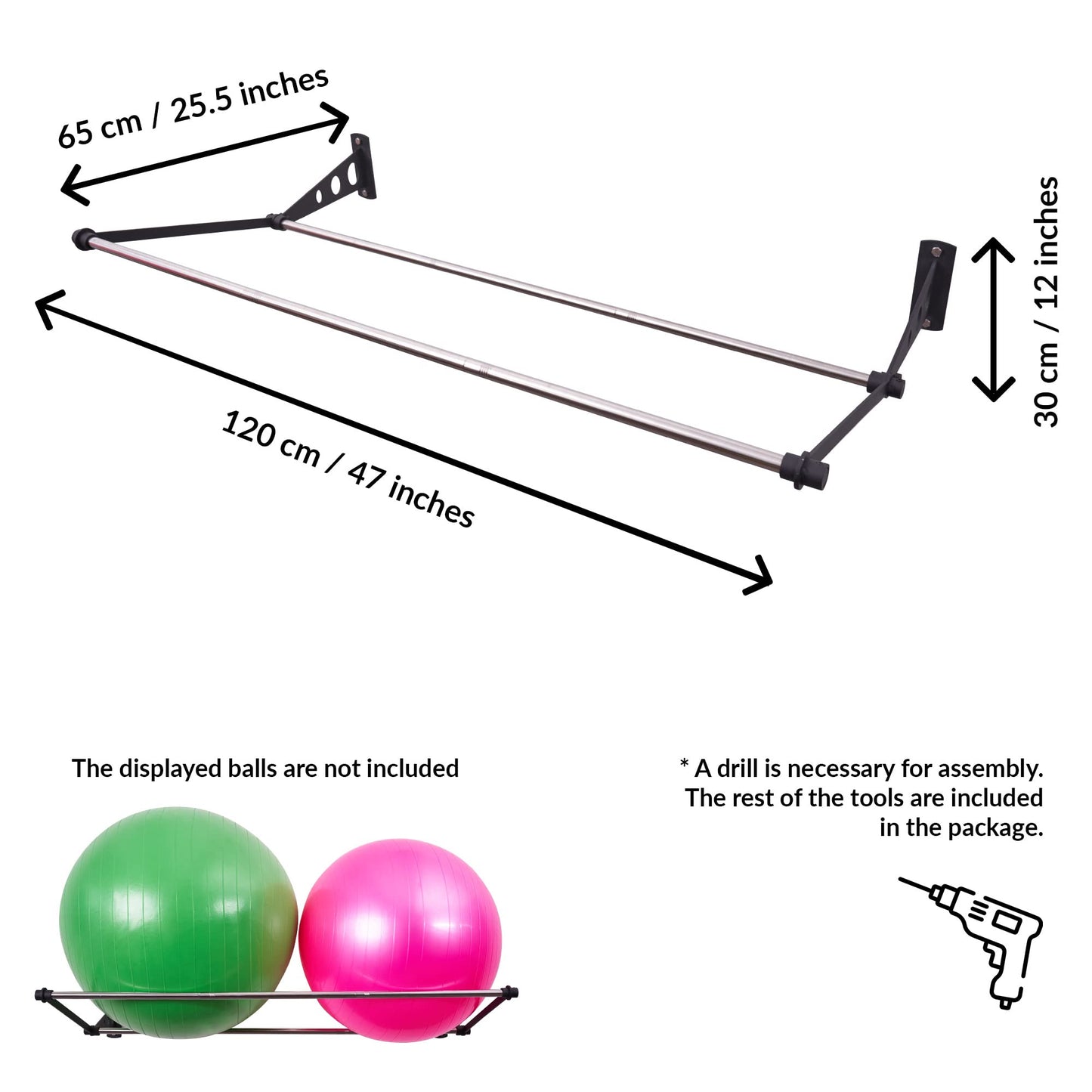 Exercise Ball Holder | Organize Your Space | Wall Mounted Rack | Yoga Ball Holder | Exercise Wall Mount | Fitness Therapy & Stability Rack | For Gyms, Studios, Home Gyms