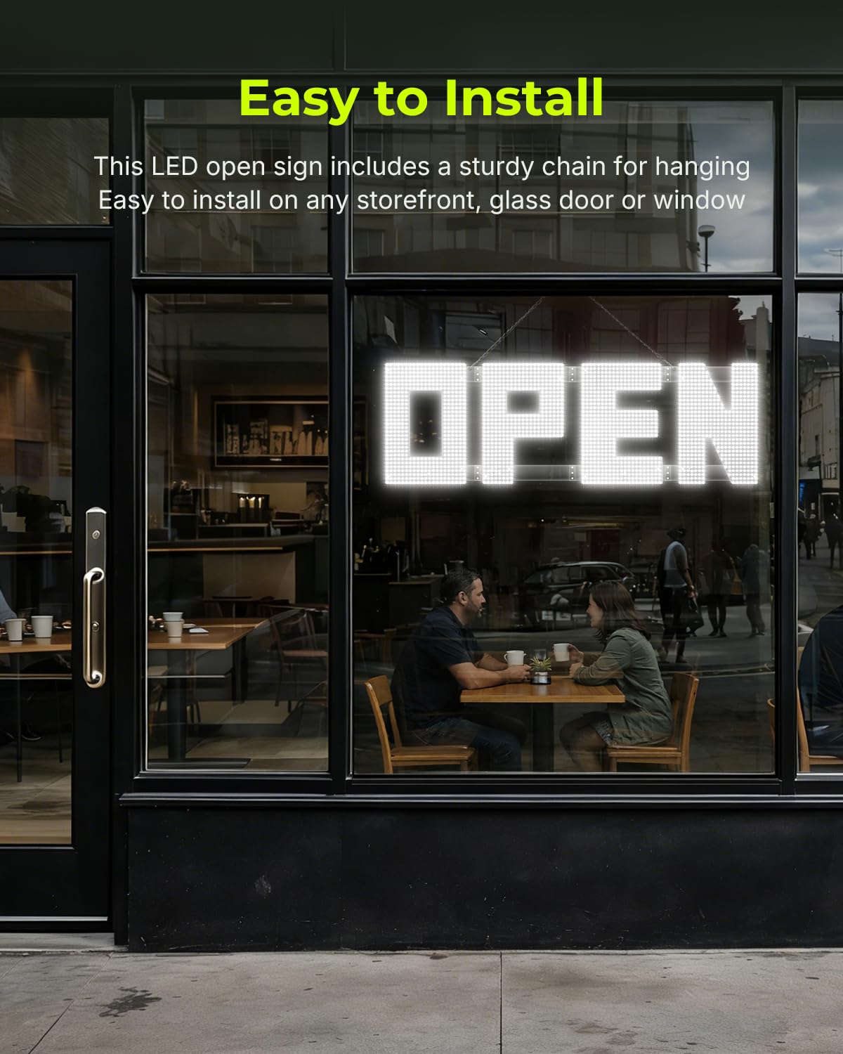 50"x17" Large LED Open Sign with Remote and Bluetooth App, Super Bright Open Signs for Business, Dimmable Big Open Sign for Storefront Window Bar Salon Cafes Retail Shops White
