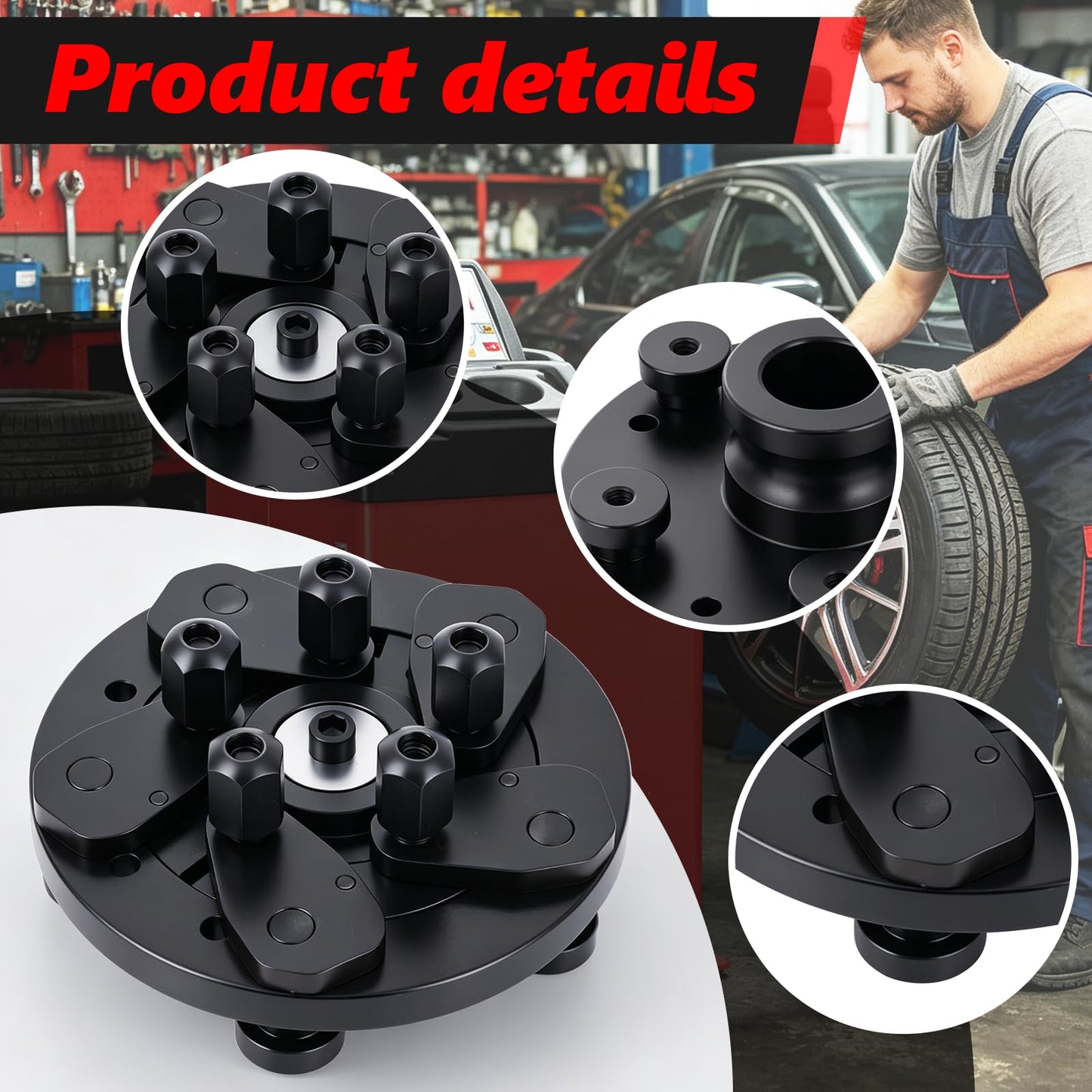 Meticuloso Universal Wheel Balancer Adaptor Fixture Plate 40MM/1.57IN Shaft Diameter Lug Nut Holes Balance Machine Fixture
