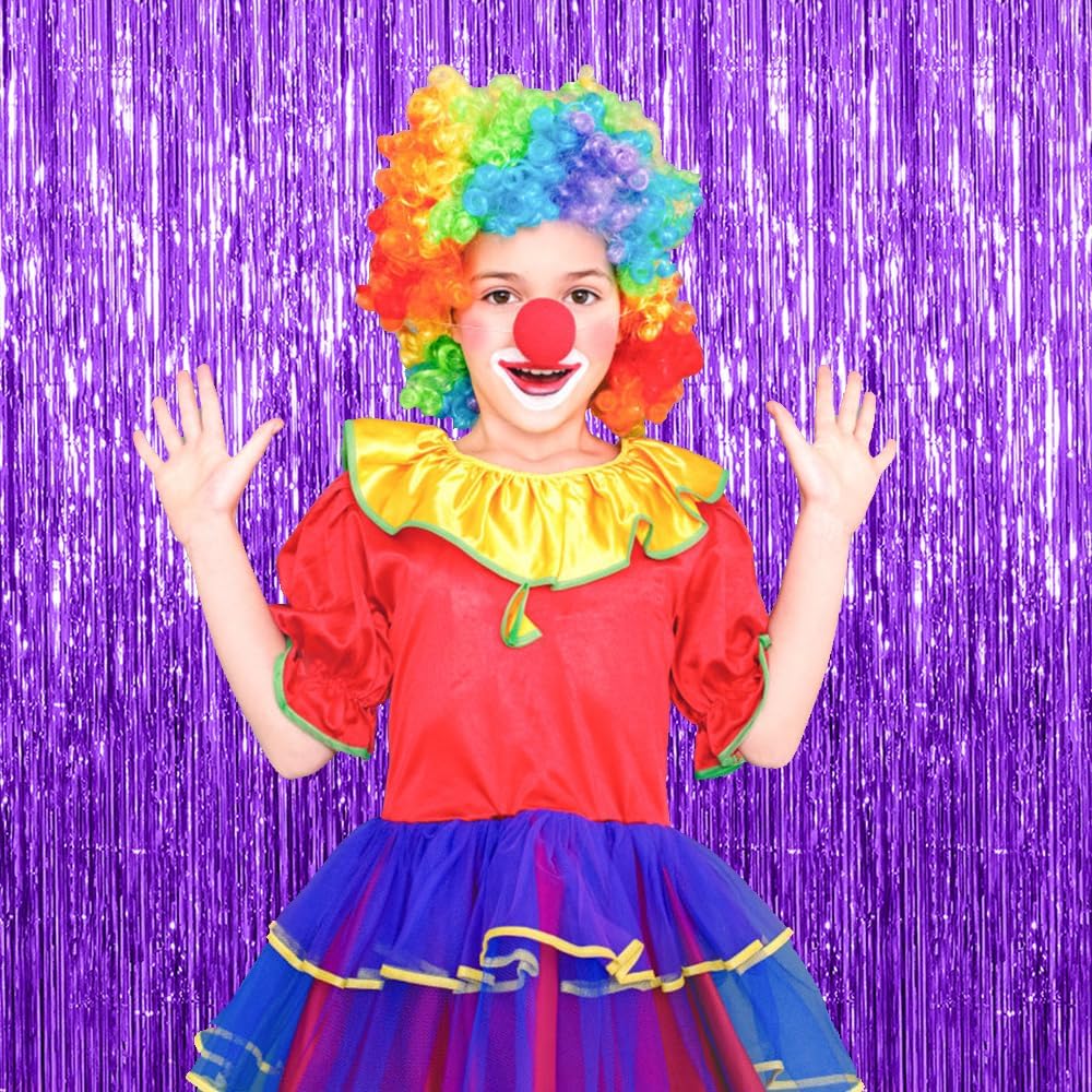 Purple Backdrop Tinsel Streamers - 20 Pack Foil Fringe Curtains for Halloween, Birthdays & Parties