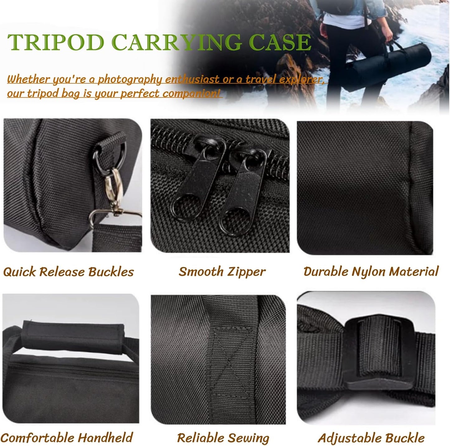 BLIRITEL 31.5 inch (31.5 5.12 Inch) Tripod Carrying Case, Heavy Duty Padded Tripod Bag with Shoulder Strap for Light