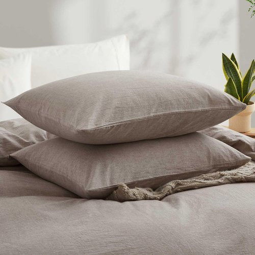 100% Cotton Duvet Cover Queen Size, Mauve Brown Linen-Like Natural Bedding Set with Zipper Closure (No Comforter), Queen Size, Duvet Cover (90"x90") x 1, Pillowsham(20"x26") x 2