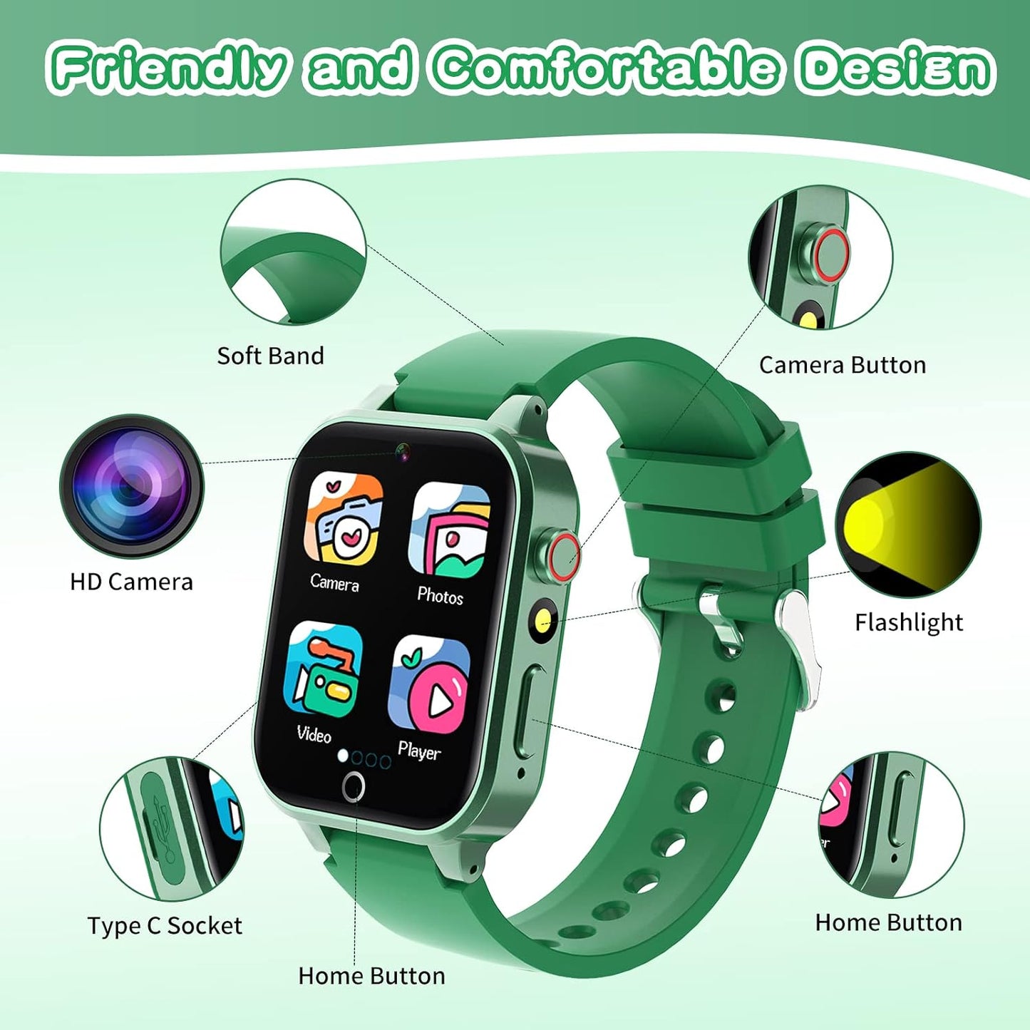 Cosjoype 6-10, 26 4 5 6 7 8 Kids Smart Watch Boys Gift for Age Games Touch Screen HD Video Music Player Learning Cards