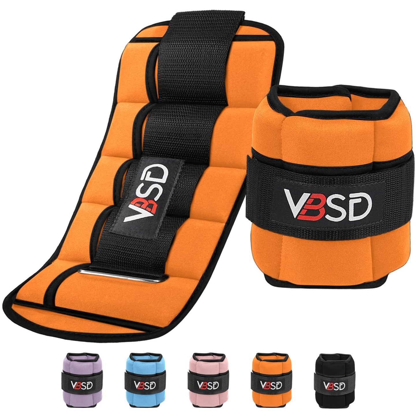 VBSD Adjustable Ankle Weights for Men Women, 10lb 1 Pair Leg Weight Straps, Weighted Ankle Weights Set for Gym, Yoga, Jogging, Walking, Aerobics, 1-5 lbs Each Ankle, 1 Pair 2-10 lbs, Orange