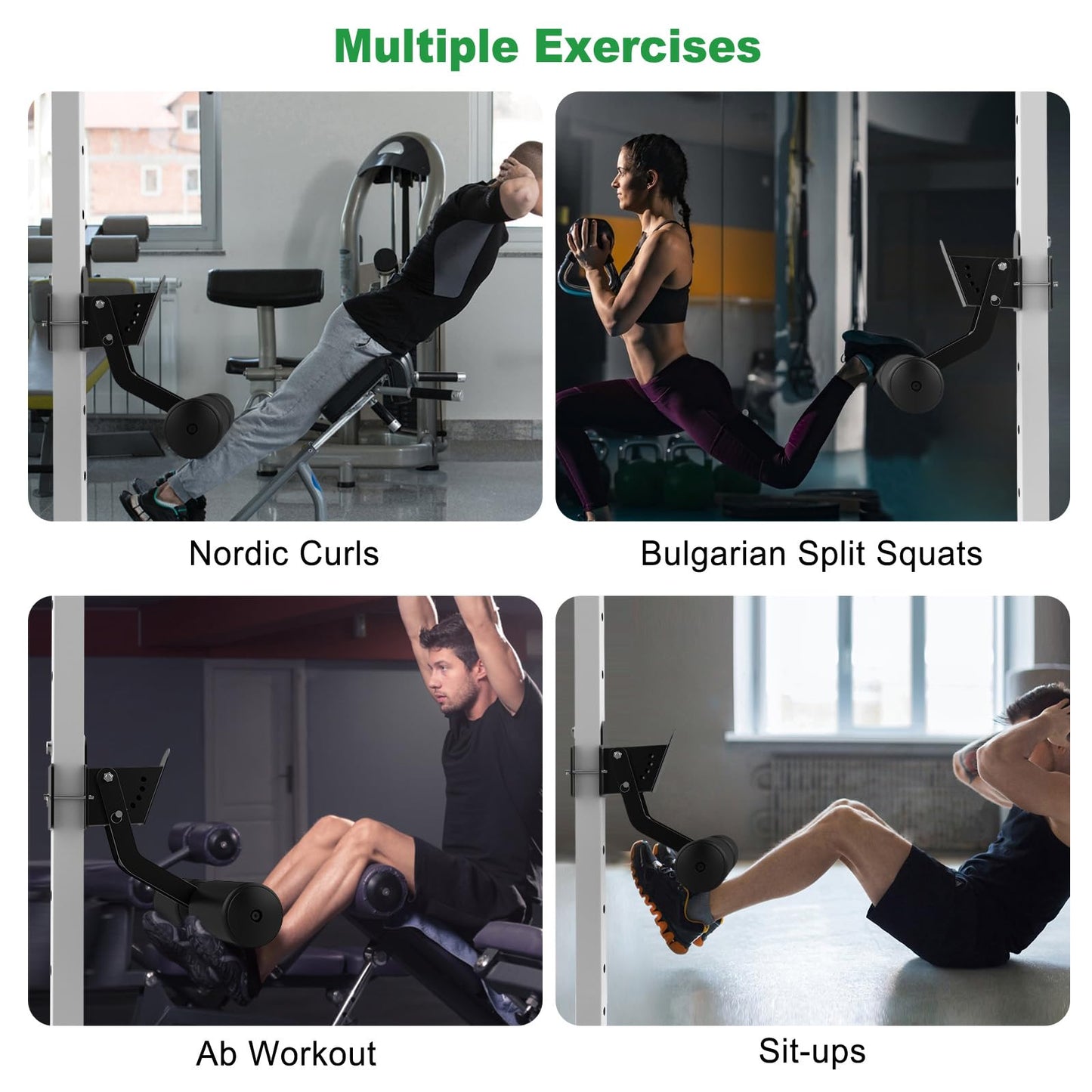 SELEWARE Nordic Hamstring Curl Squat Rack Attachment for 2x2 Power Rack with 5/8" or 1" Hole - Adjustable Leg Hold Down Attachment with Leather Surface for Home Gym Workouts