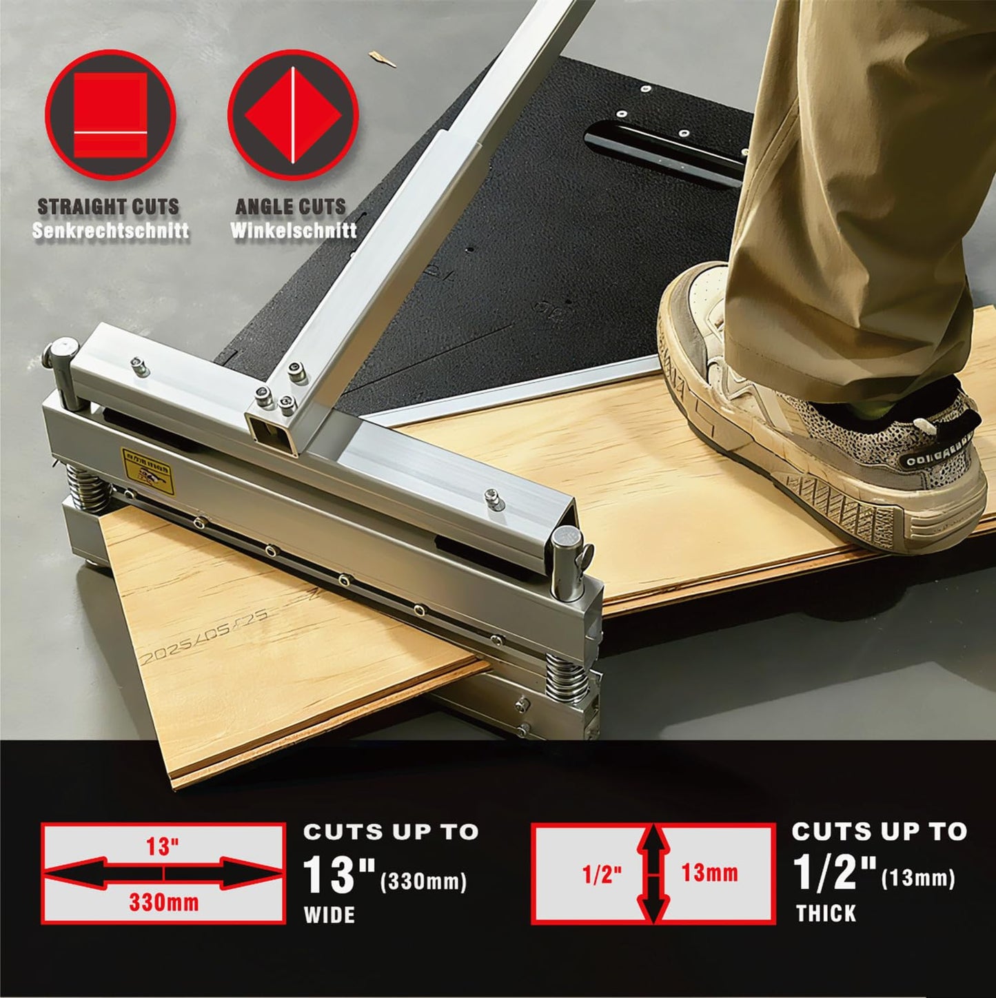 Heavy Duty Laminate/Vinyl Plank Cutter 13" With A replacement blade - Provides Clean, Splinter-Free Cuts on Laminate, Vinyl, Hardwood, Parquet, Siding & More - Double the time!