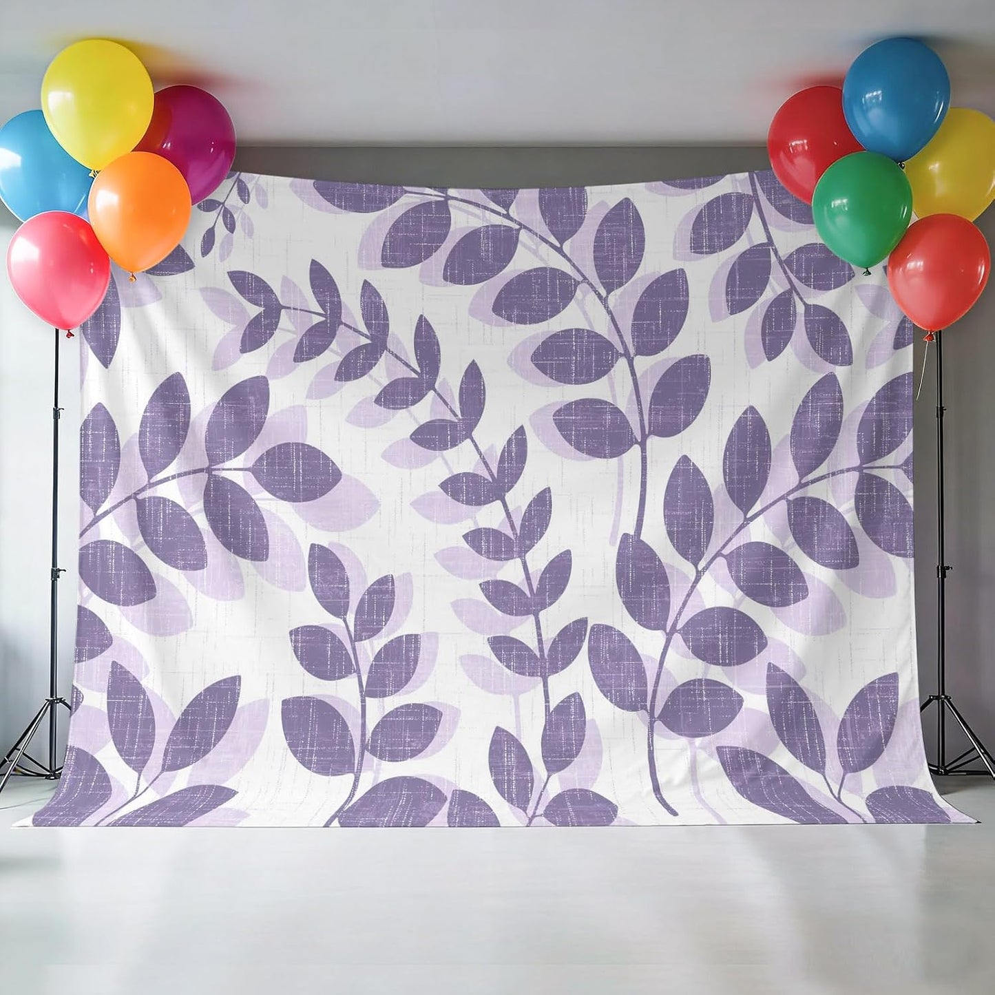 Generic 10 8 Farm Plant Leaf Photo Backdrop for Photoshoot, x FT Lavender Purple Branch Leaves Linen Texture Photo