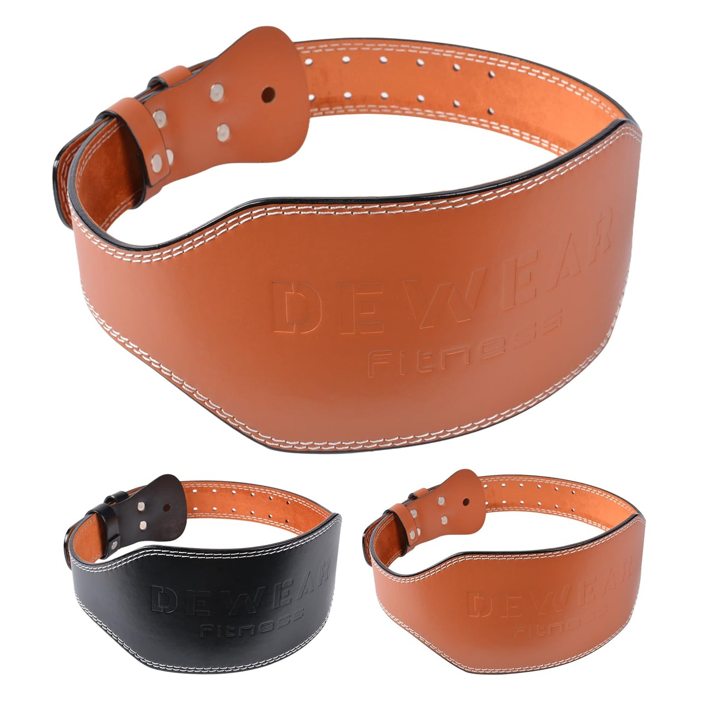 Leather Weight Lifting Belt, 4”& 6”Padded Lumbar Back Support, 10 Adjustable Holes, Gym Weight Belt Ideal for Deadlift, Powerlifting, Bodybuilding and Squat (6-Inch Brown, M (22"-28"))