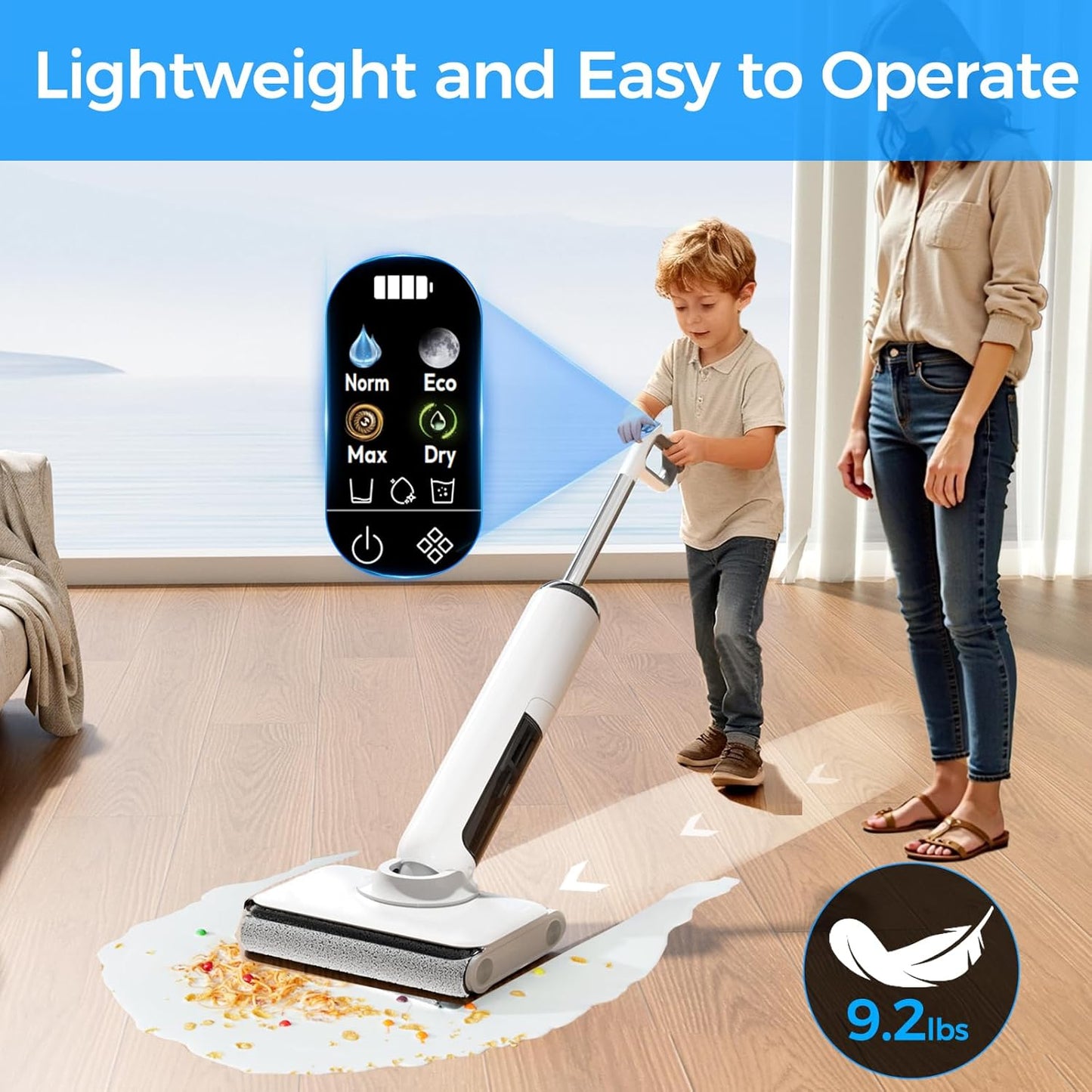 Skiennix Cordless Wet Dry Vacuum Cleaner - 23KPa Suction, 45 Min Runtime, Self-Cleaning Design, Anti-Tangle Brush
