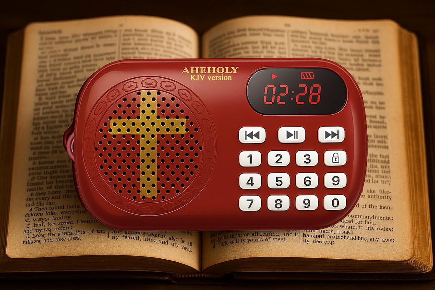 AHEHOLY KJV Audio Bible Player Portable & Rechargeable Scripture Device Preloaded King James Version Simple Interface