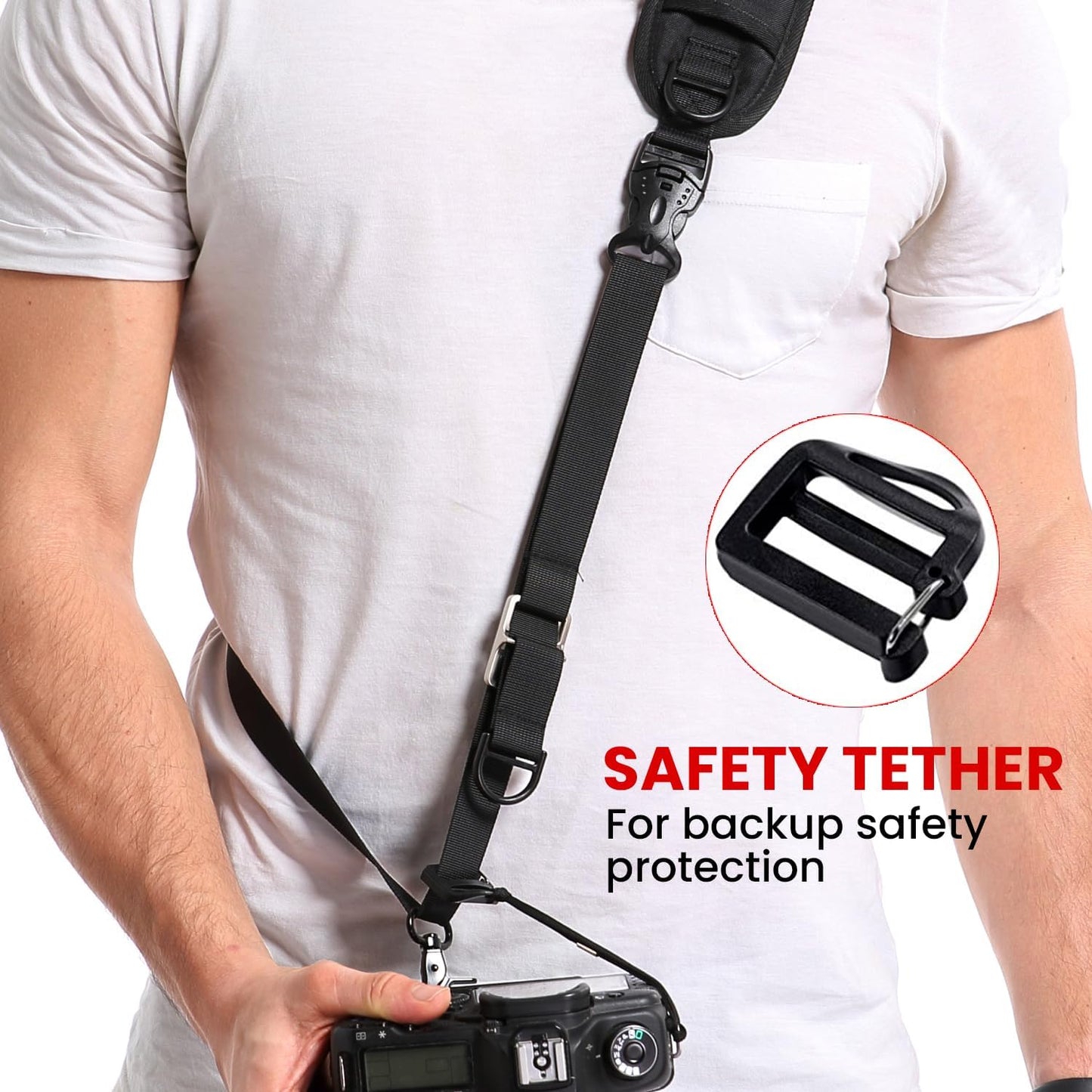 Waka Rapid Camera Neck Strap with Quick Release and Safety Tether, Adjustable Shoulder Sling Strap for Nikon Canon Sony