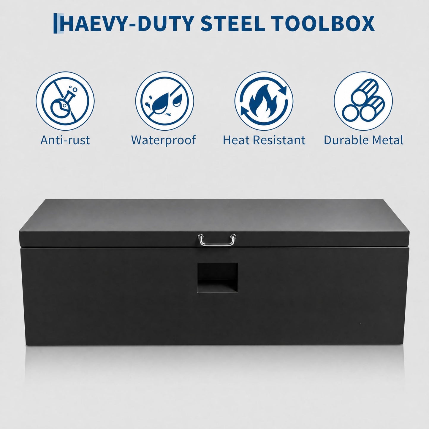Heavy Duty Truck Bed Tool Box 36'' Locking Steel Truck Toolbox with Front Pull Handle, Side Grab Handles, Dual Gas Struts, Weather-Resistant Powder Coated Storage Box for Pickup Truck Bed, RV, Trailer