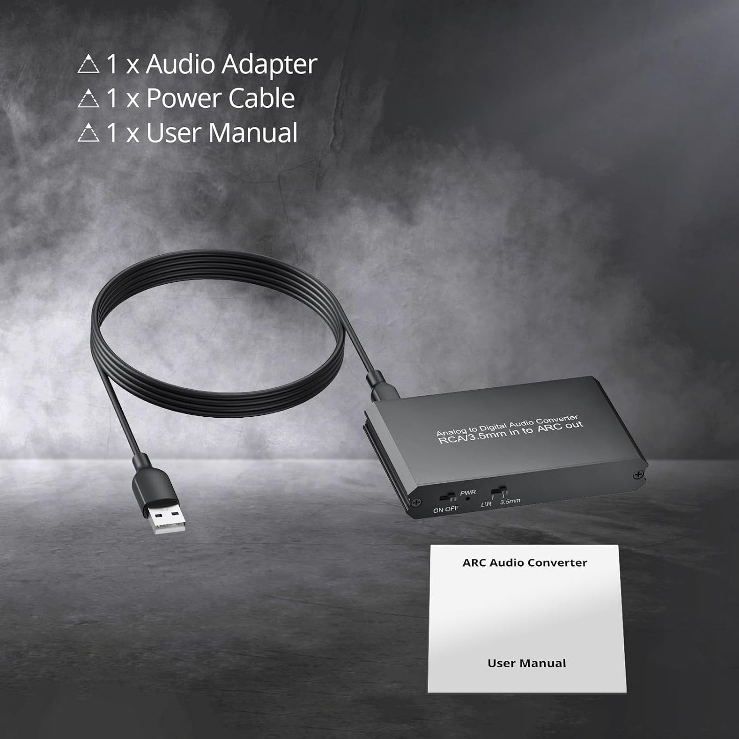CAMWAY 3.5mm TV,Computer,MP3 Analog to Digital Audio Converter - to ARC, RCA to ARC for Old Player,Projector