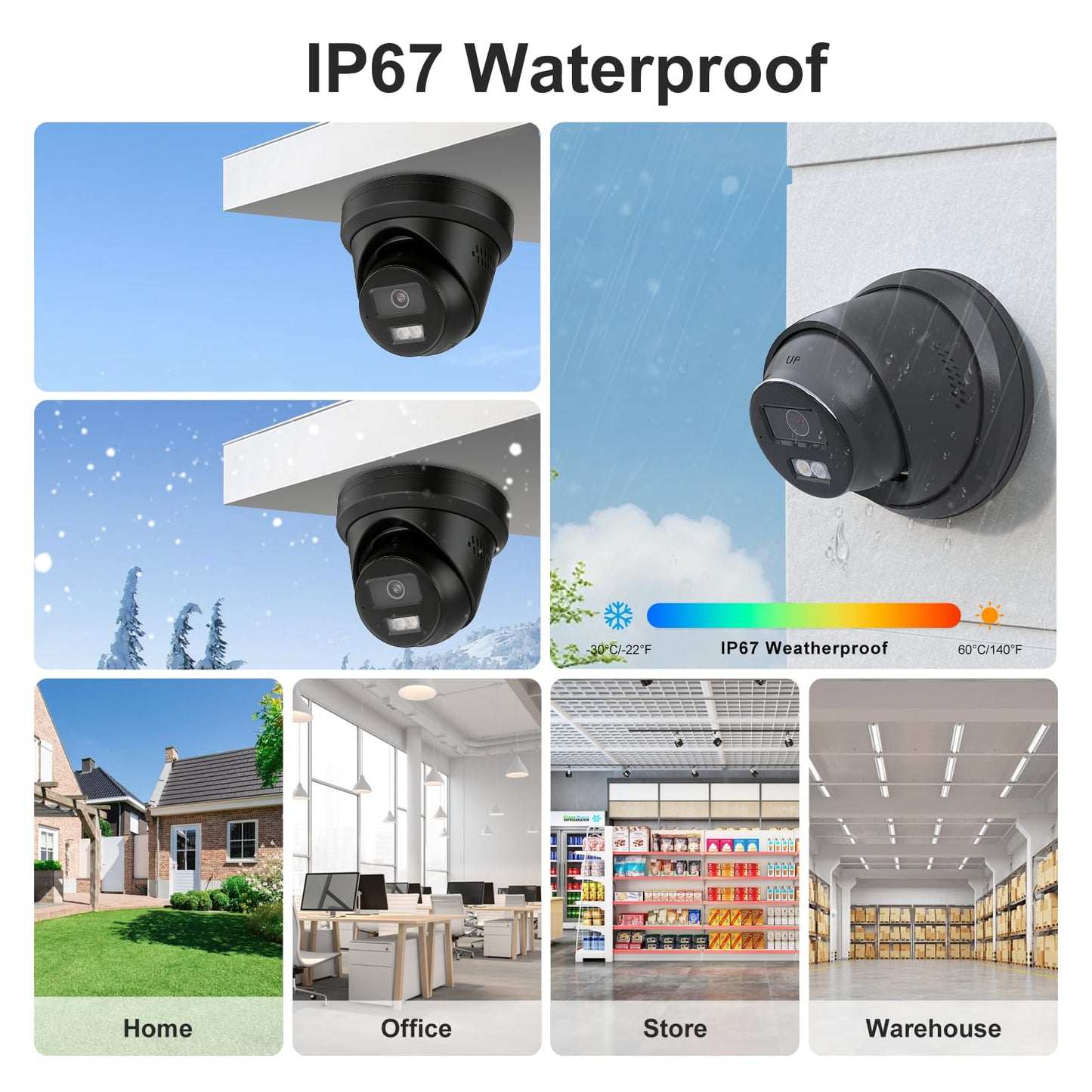 《Strobe Sound Light Alarm & 2-Way Audio》Anpviz 16CH 4K PoE Security Camera System, 8X 8MP Wired IP Turret Cameras Outdoor Black, 12MP NVR with 4TB HDD, True Plug & Play for Business Home(H Series)