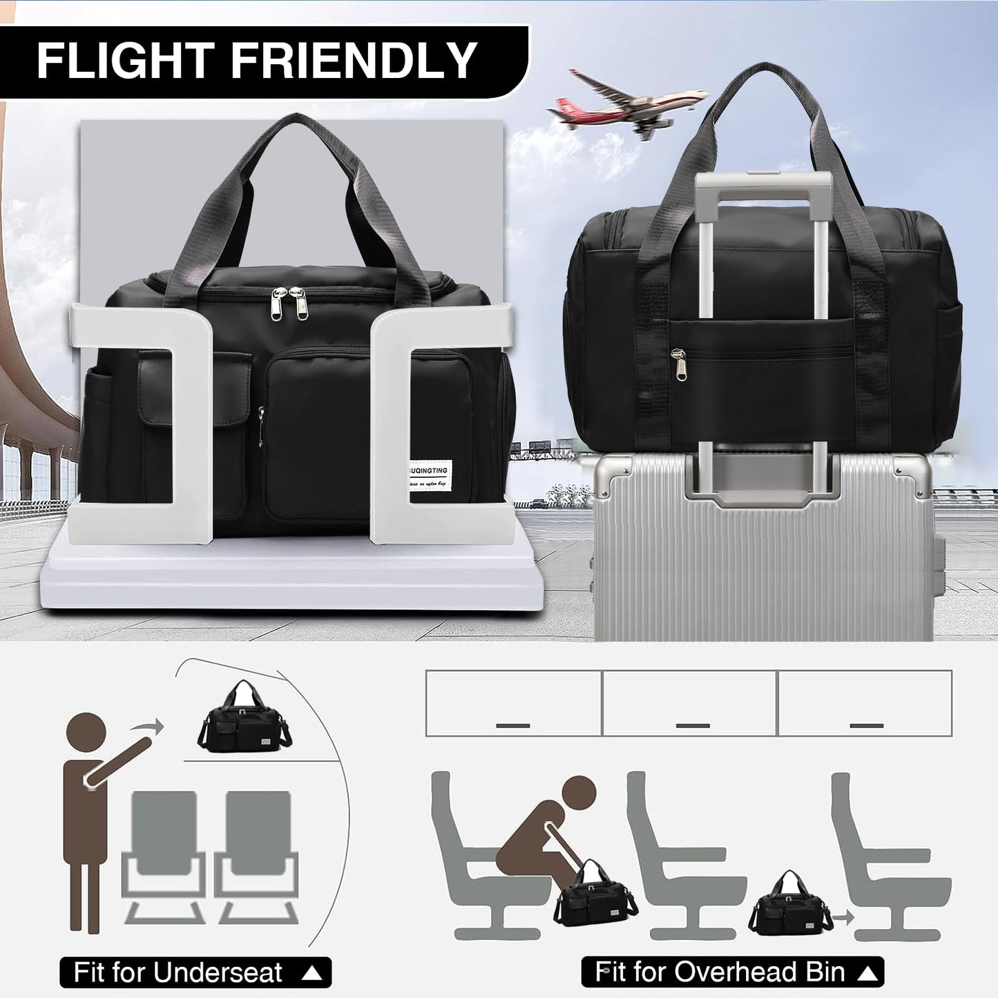 Small Gym Bag for Women, Travel Duffle Bag Carry On Weekender Bag with Shoe Compartment, 02#black, Gym Bag & Toiletry Bag, Gym Bag&toiletry Bag