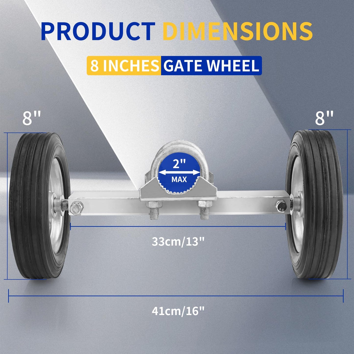Adjustable Sliding Gate Wheel, 8" Tensioner Set With Mounting Bracket and U-Bolts - Premium Accessory for Smooth Operation, Rubber Wheels for Metal Tube and Driveway Gates