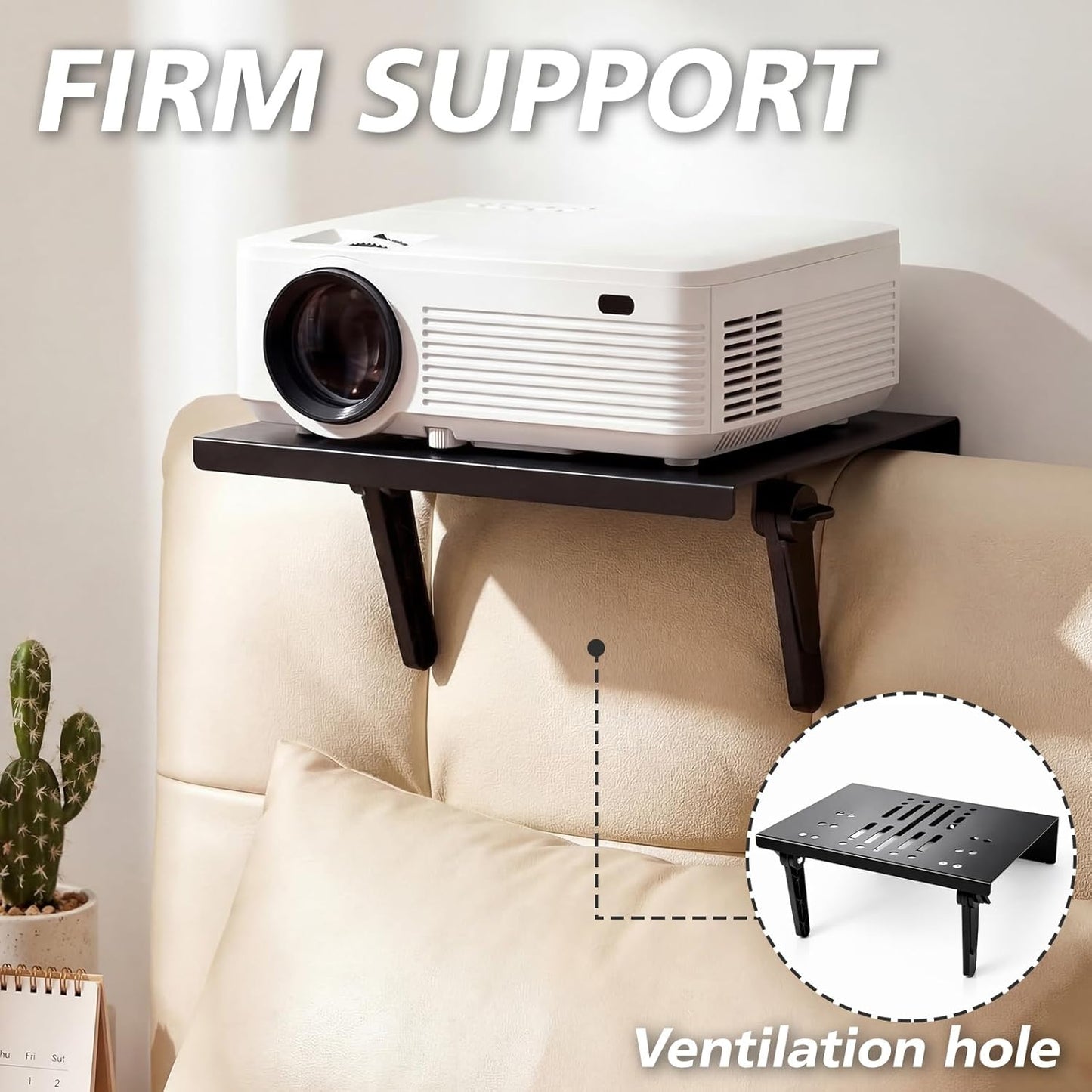 ElaraBerry 10.6 8.2 Inch No Drill Metal Projector Shelf for Wall Mounted, x Adjustable Angle Projector Stand for Sofa
