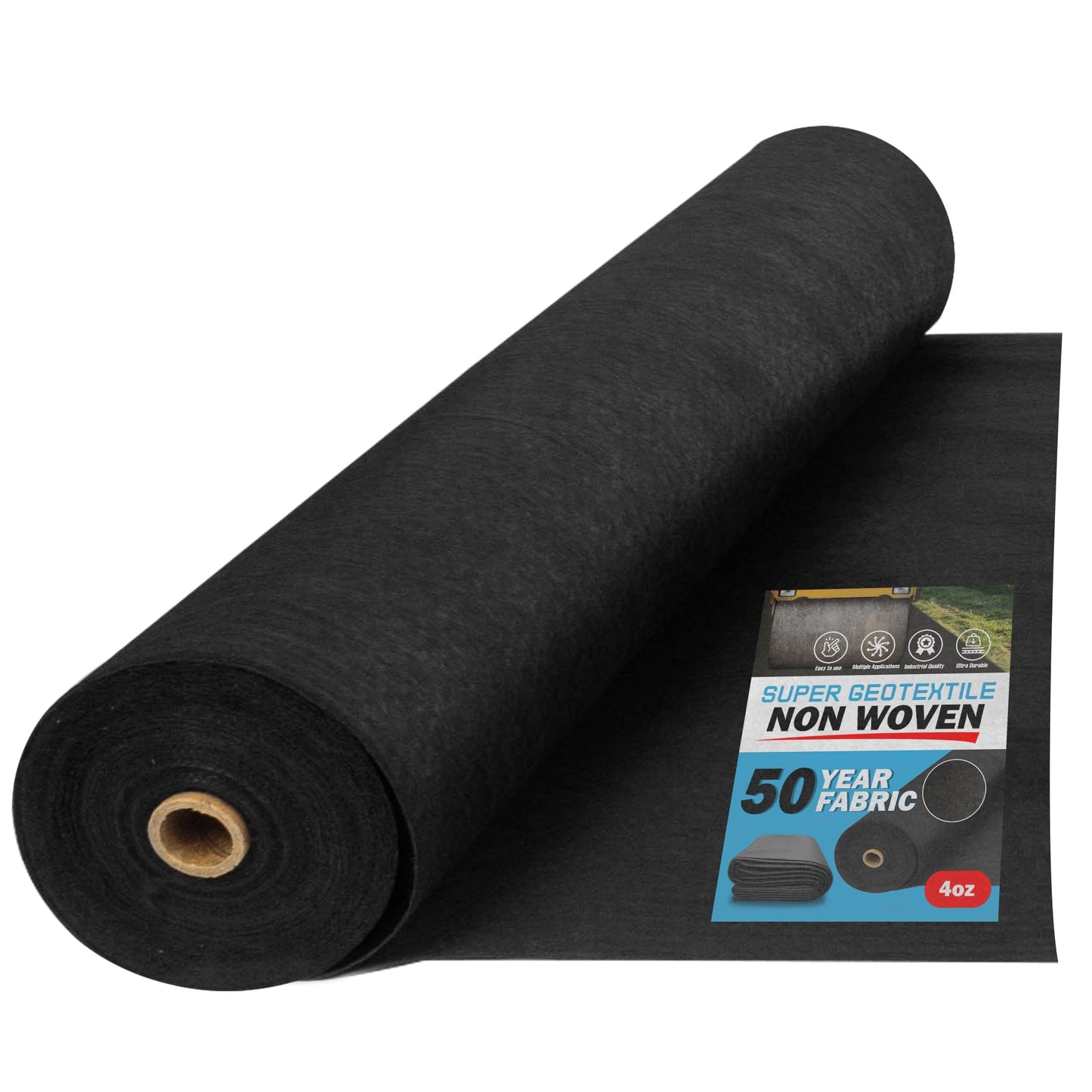Super Geotextile 4, 6, 8 oz Non Woven Fabric for Landscaping, French Drains, Underlayment, Erosion Control, Construction Projects - 4 ozs (3x100)