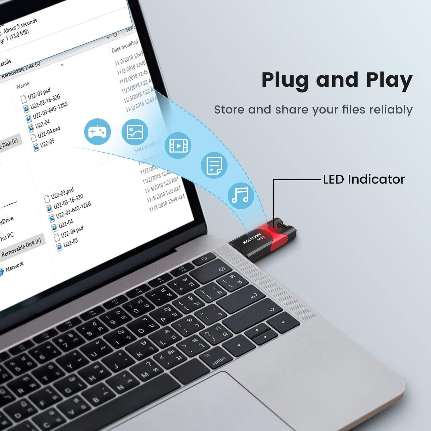 KOOTION 64 3.0 64G Flash Drive GB USB Flash Drive Thumb Drive Retractable Memory Stick Ultra High Speed USB Stick