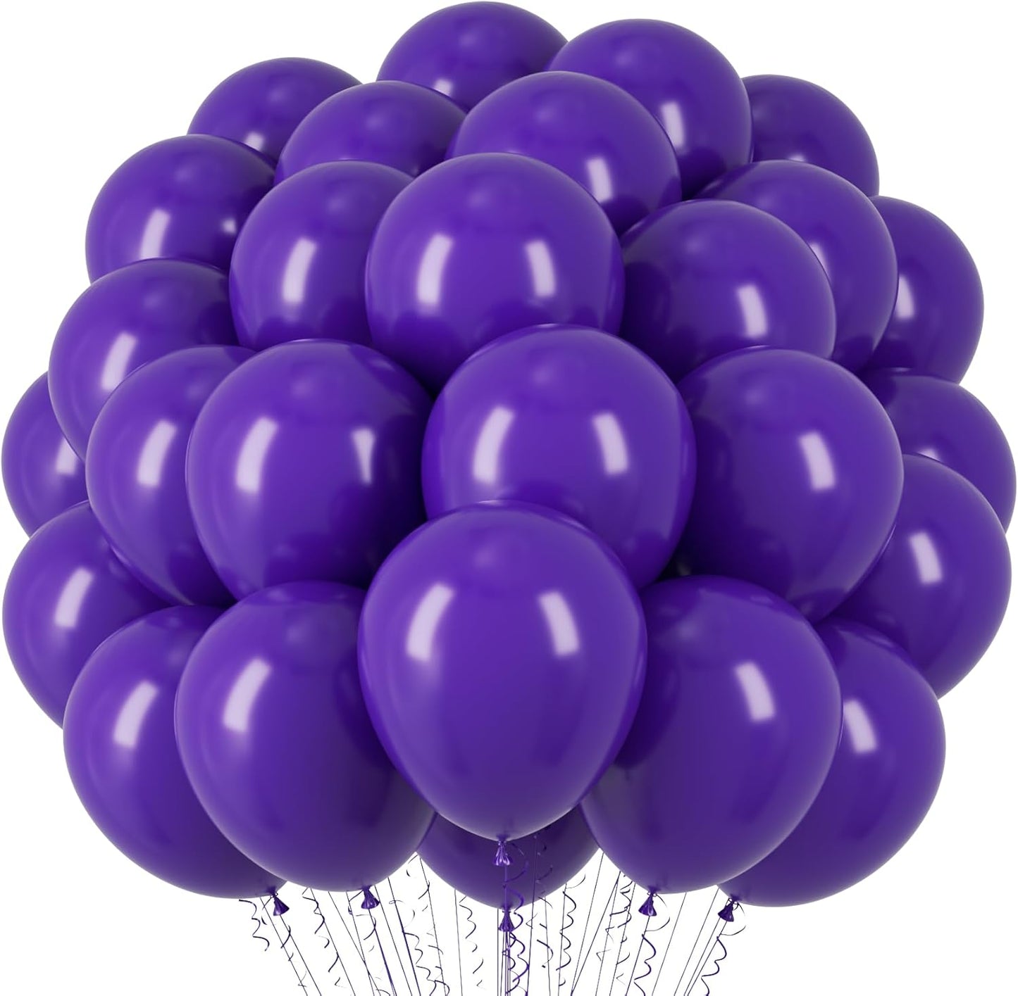 Voircoloria Dark Purple Balloons - 12-Inch Deep Purple Latex | 66-Pack for Halloween, Weddings & More