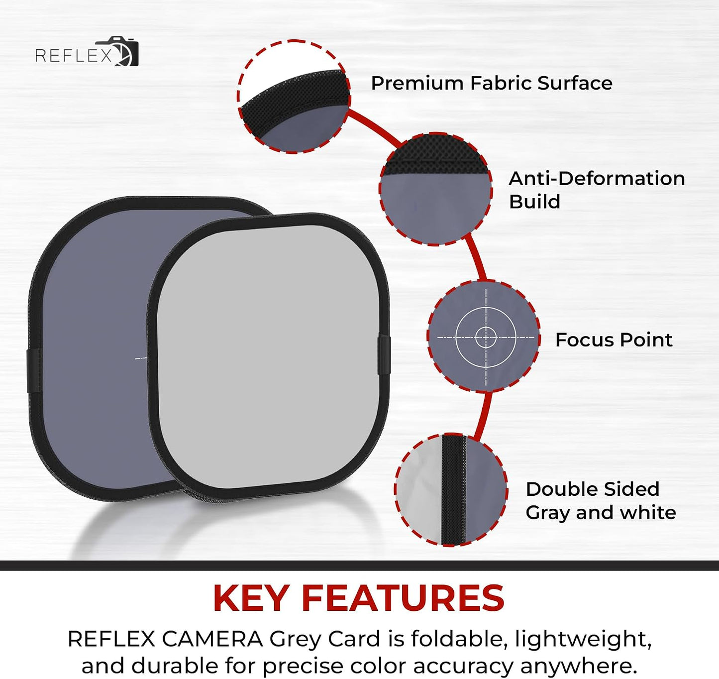 Reflex Camera 30cm 18% Foldable Grey Card White Balance & Exposure Reference Portable Color Calibration Tool