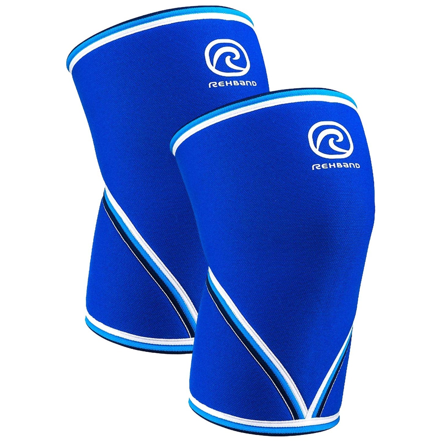Rehband 7051 Classic 7mm V-Knee-Sleeve for Weightlifting, Competition Grade Powerlifting Knee Sleeve, Compression Sleeve for Crossfit, Squats, Gym, Colour:Blue - 1 Pair, Size:Small