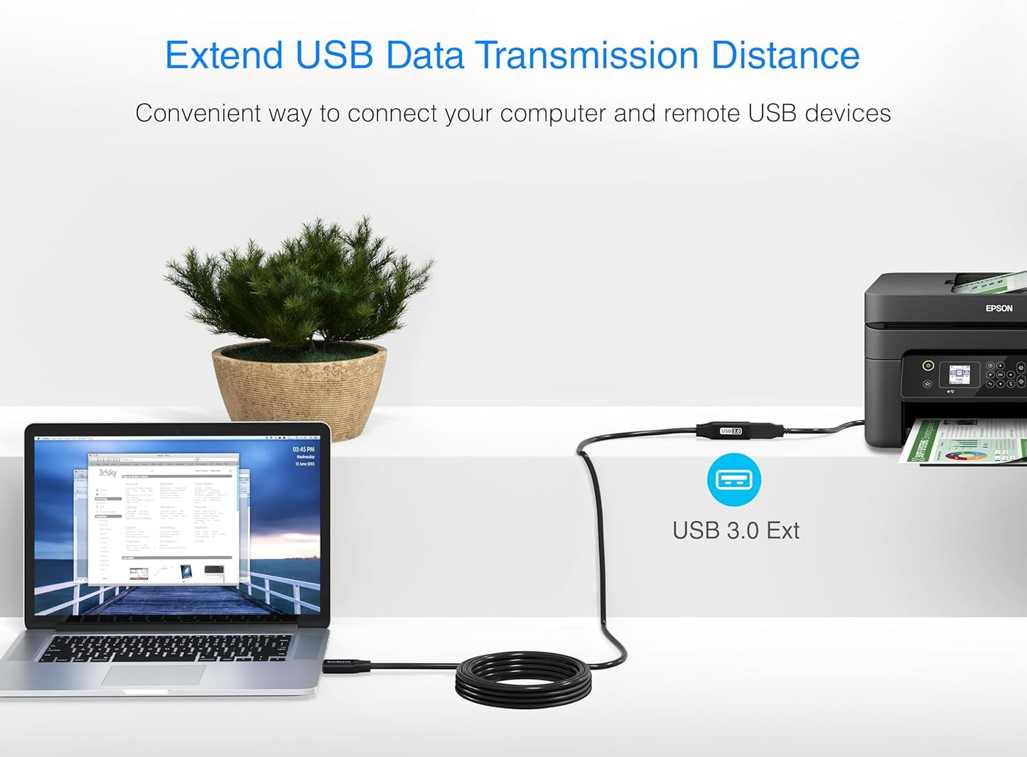 (15FT/5M, USB2.0 BlueRigger USB Extension Cable Long Active Extender, Male to Female Repeater, Data Transfer Cord)