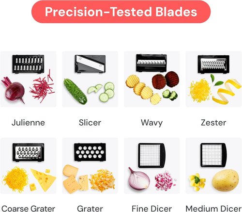Fullstar Premium Vegetable Chopper - 14-in-1 Food Chopper & Mandoline Slicer with Container | Silver Kitchen Gadget