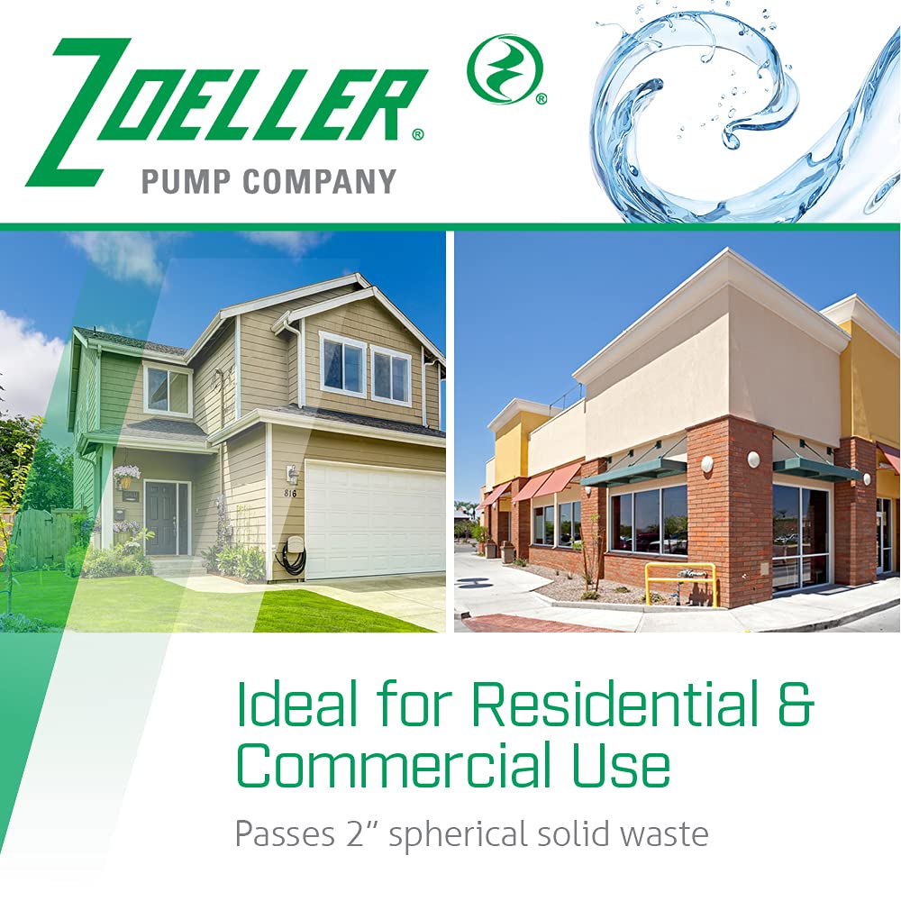 Zoeller Waste-Mate 267-0001 Sewage Pump, 1/2 HP Automatic – Heavy-Duty Submersible Sewage, Effluent or Dewatering Pump