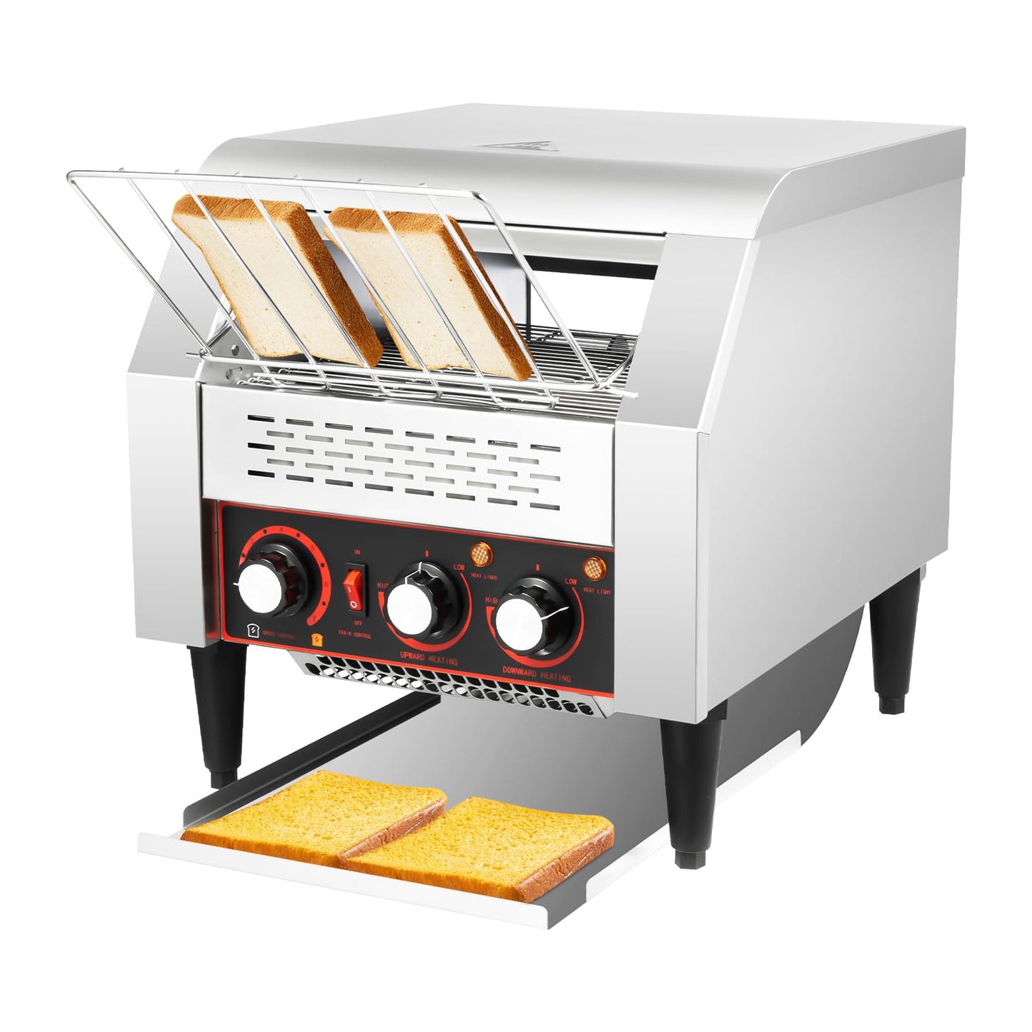 Commercial Conveyor Toaster 300 Slices/Hour,2200W Stainless Steel Heavy Duty Industrial Toasters (with Double Heating Tubes),Stainless Steel Conveyor Toaster for Making Muffins/Toast/Pastries/Waffles