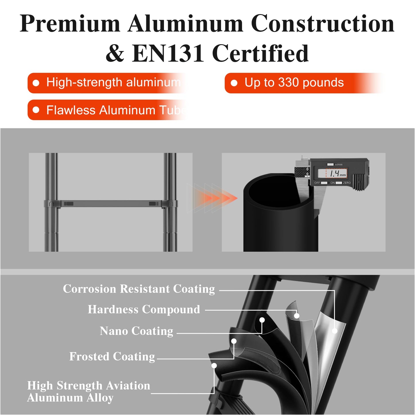 Telescoping Ladder, 12.5 FT Aluminum Extension Ladder, Collapsible & Adjustable, 330 lbs Capacity, Compact Retractable Ladder for House, Roof, RV & Travel Trailer