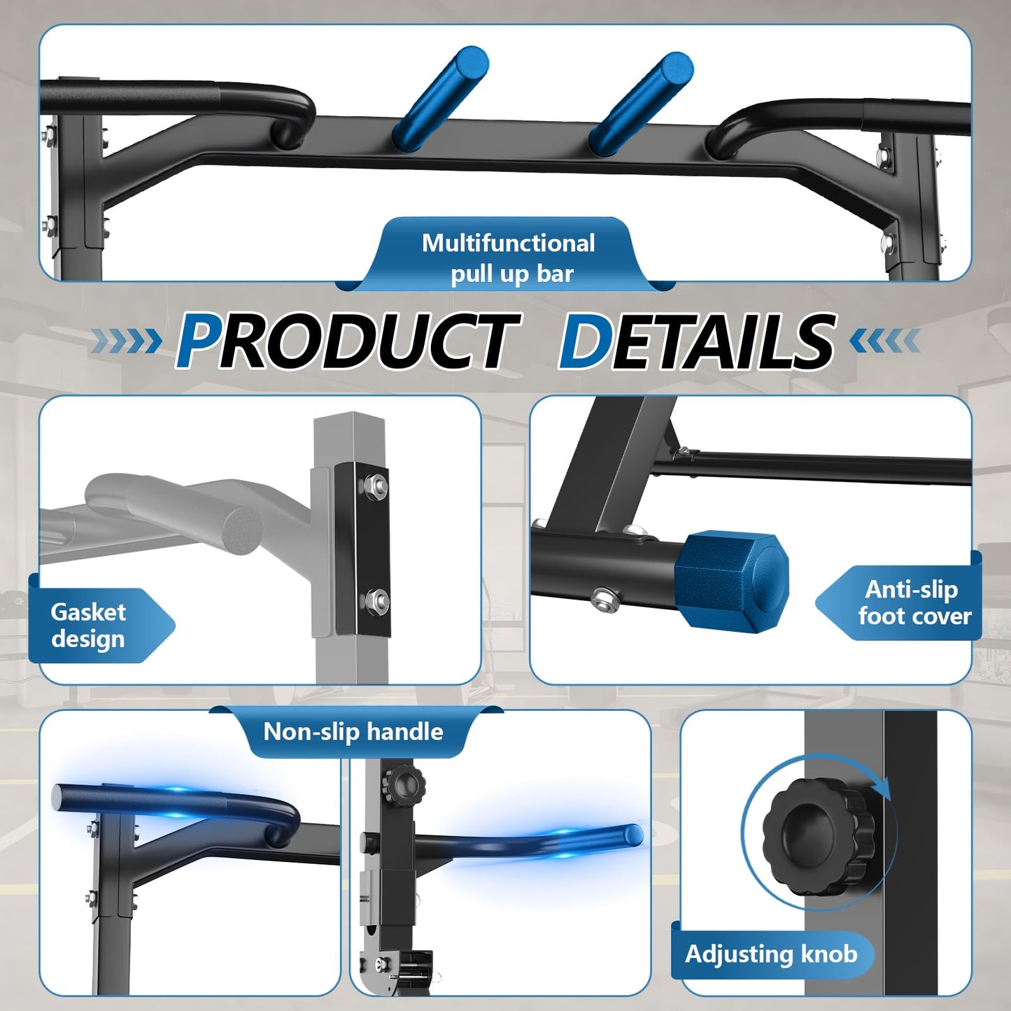 STACOO Foldable Pull Up Bar Pull Up Station,Power Tower with Triangular Structure, Multi-Functional Dip Station for Home Gym 300LB