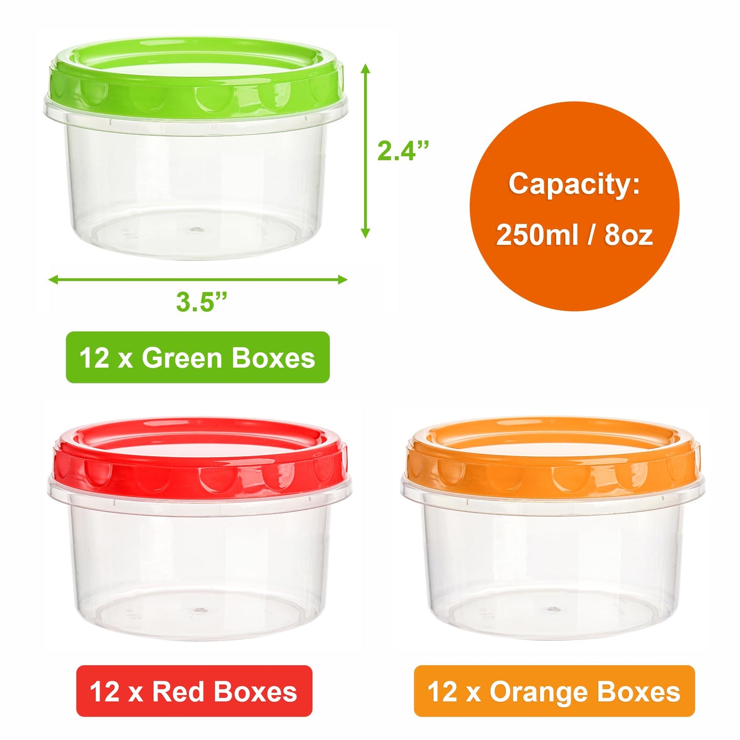 Elsjoy 36 Pack 8 oz Freezer Food Storage Container with Lid, Reusable Small Food Container Twist Top Plastic Condiment Cup, Leak Proof Deli Storage Containers, Freezer & Dishwasher Safe