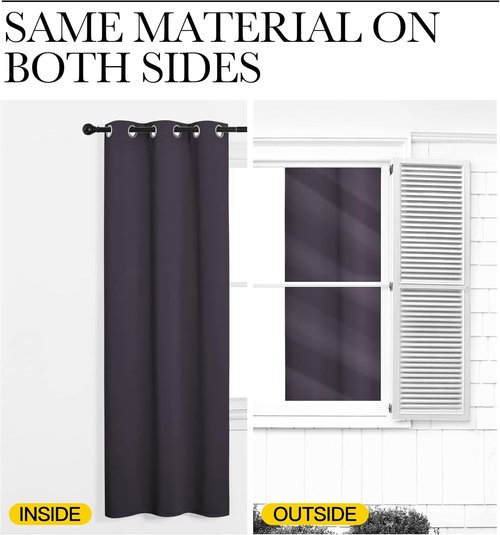NICETOWN Greyish Purple Blackout Curtains - 102-Inch Thermal Insulated Drapes for Large Windows | 2 Panels, 55" Wide
