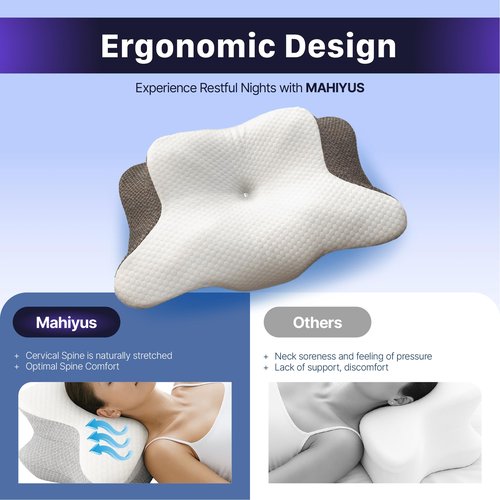 MAHIYUS Cervical Neck Pillow, Protect Your Sleep Quality with Memory Foam, All Night Side Sleeper Pillow, Deep and Quality Sleep for Cooling Pillow