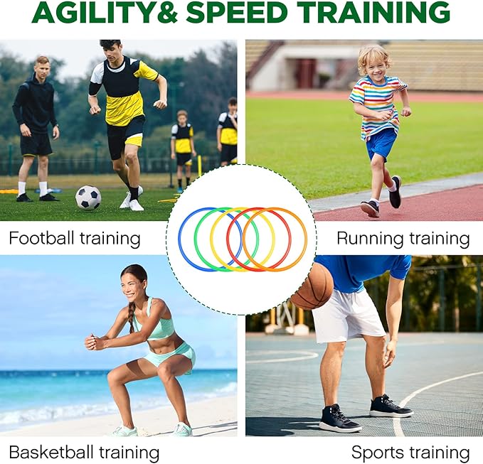 Deekin 40 Pcs Agility Rings Speed and Agility Training Rings Exercise Speed Circle Jumping Hoops for Training Toss Equipment, 15"