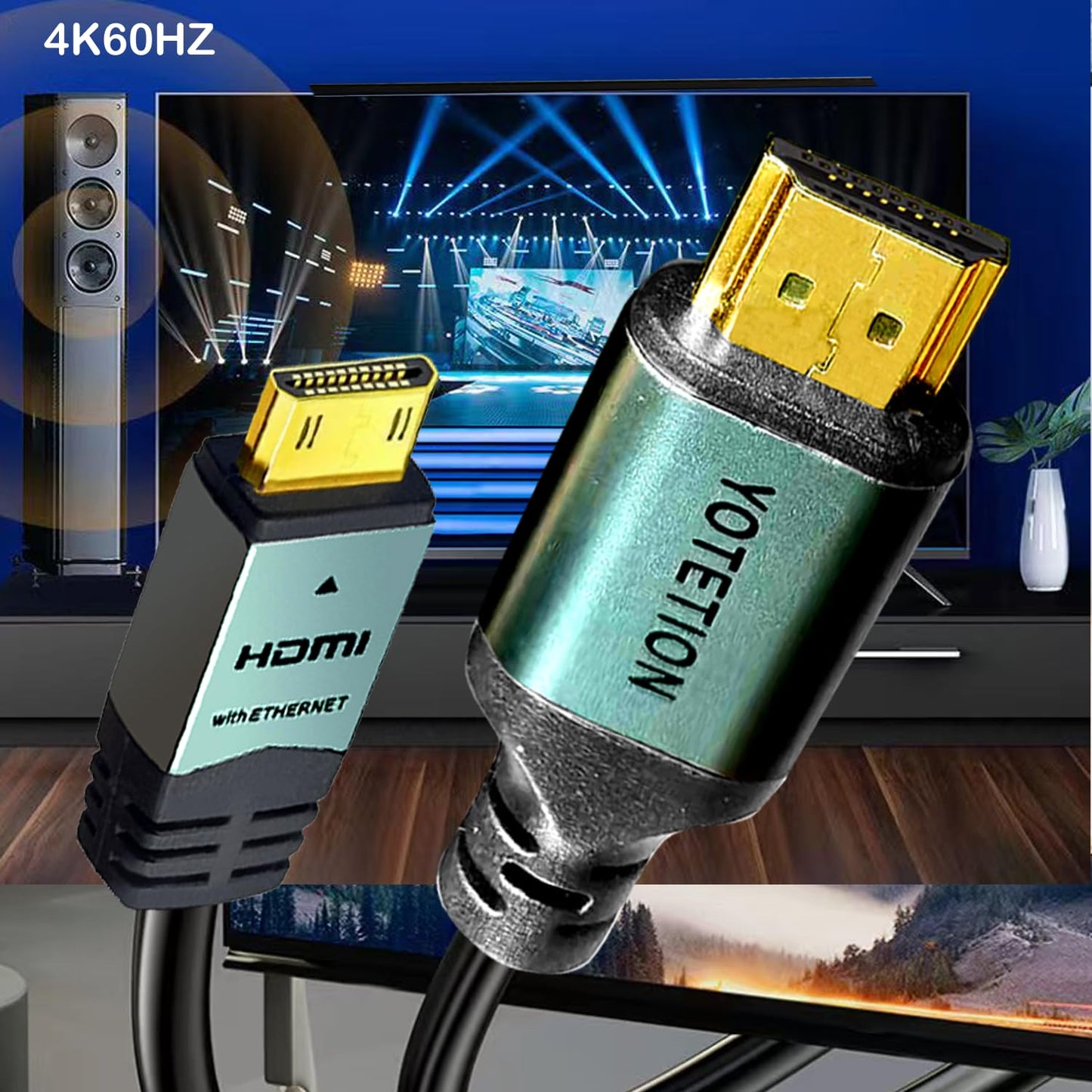 YOTETION 40FT, 4K 60Hz 2.0 Mini HDMI to HDMI Cable High Speed HDMI Cord, Compatible with Camera, Camcorder, Tablet