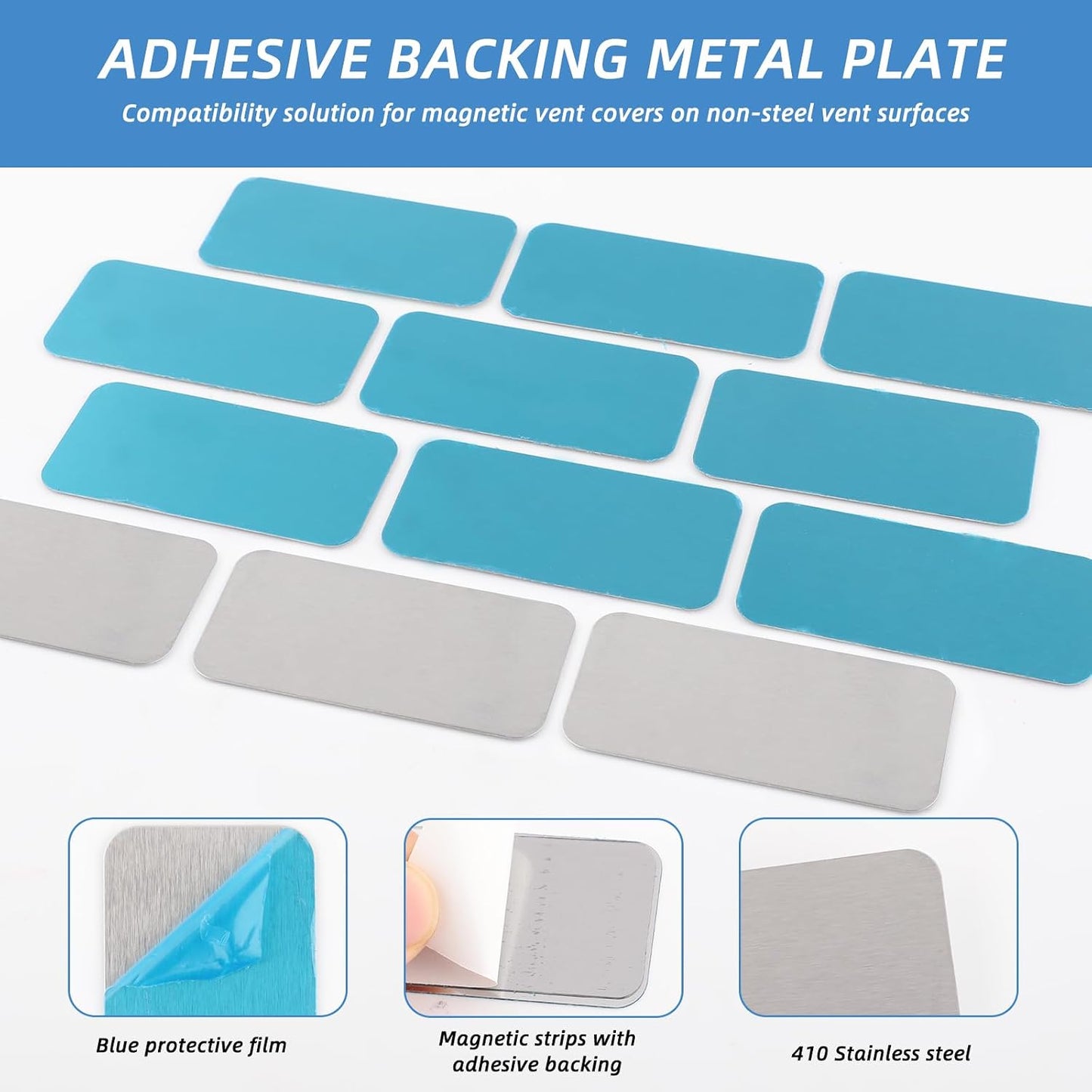 ARPOVIST 24 Pack 2.36x1.18in Adhesive Metal Plates for Magnetic Mounts, Rectangular Iron Strips with Adhesive Backing