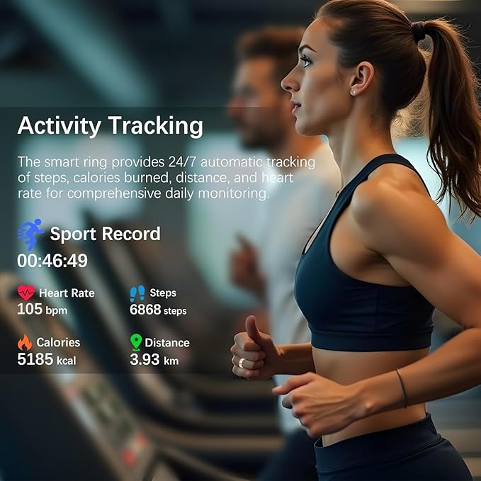 Smart Health Ring for Women Men, Fitness Tracker Ring with Heart Rate, Blood Oxygen, Sleep Tracker, Step Tracker, No Subscription Fee, IP68 Waterproof Smart Ring for iPhone & Android (Rose Gold, 10#)