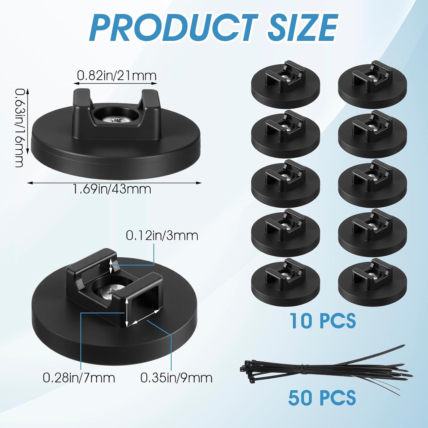 AojSup (60 43 mm) Magnetic Zip Tie Mount, Multipurpose Cable Holder, Magnets Magnetic Wire Management Bases with Heavy