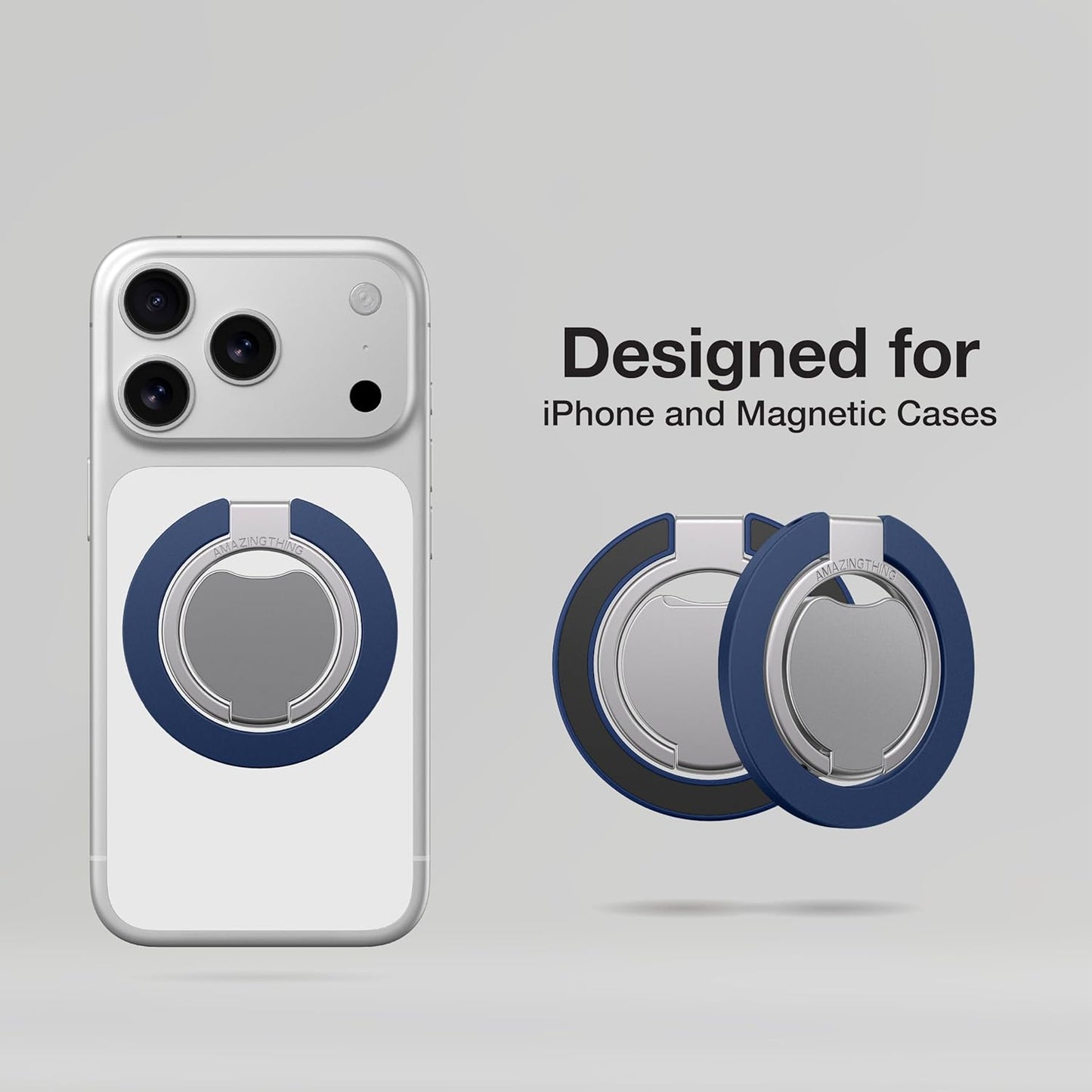 AMAZINGthing 17/16/15/14/13/12 [Titan PRO MagFlex Grip Removable Phone Grip & Kickstand, Dual-Magnetic Mount