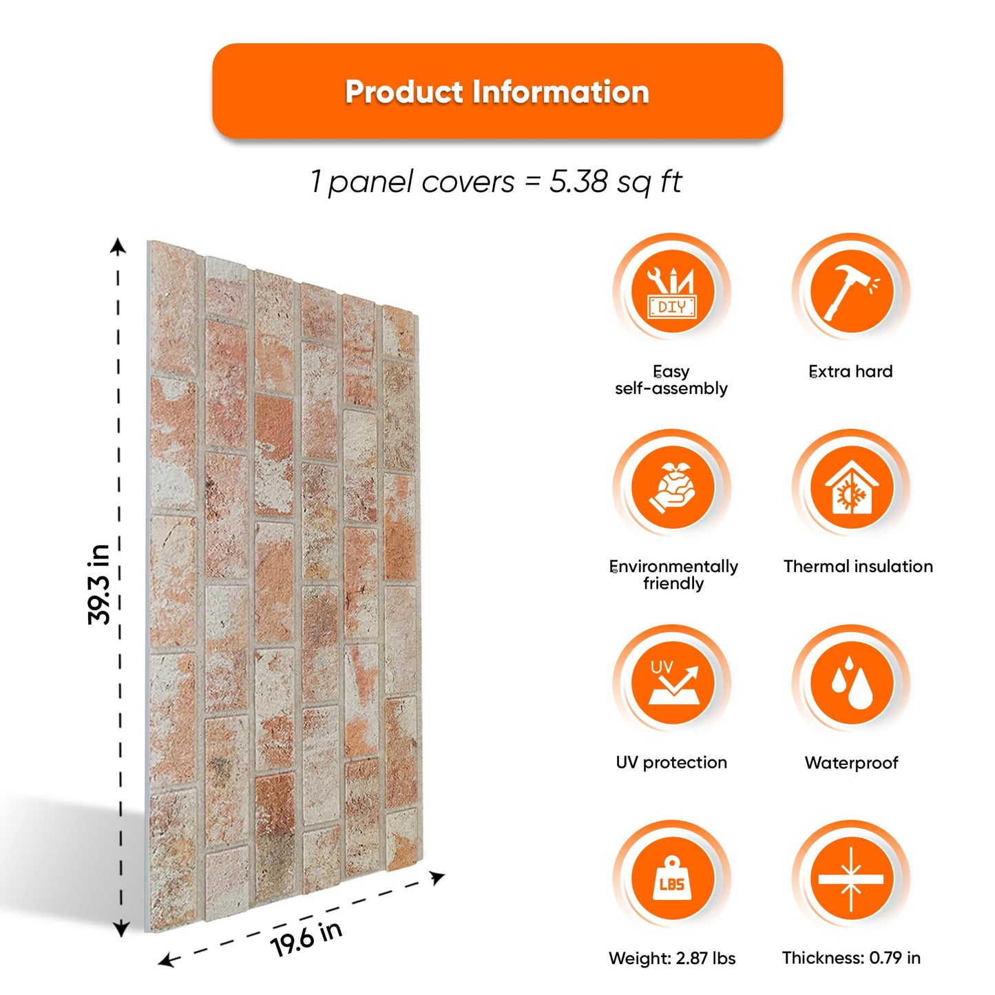 IZODEKOR 3D Brick Effect Wall Panels - Faux Brick Paneling for Living Room, Kitchen, Bathroom and More | Stone House - Pack of 3, Covers 16 sq ft