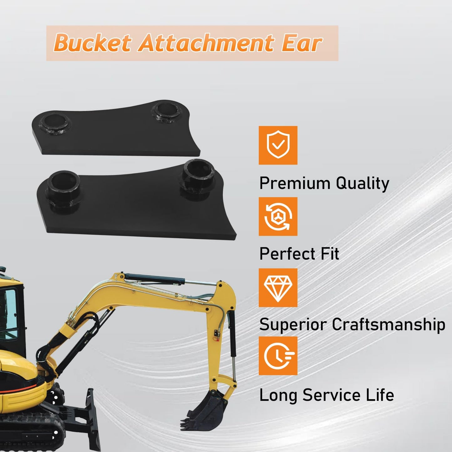 ShareZem 45mm Bucket Attachment Ear Weld On 10-1/4" C-C A Pair Without Pins for Caterpillar 305 305.5 306 Mini Excavator
