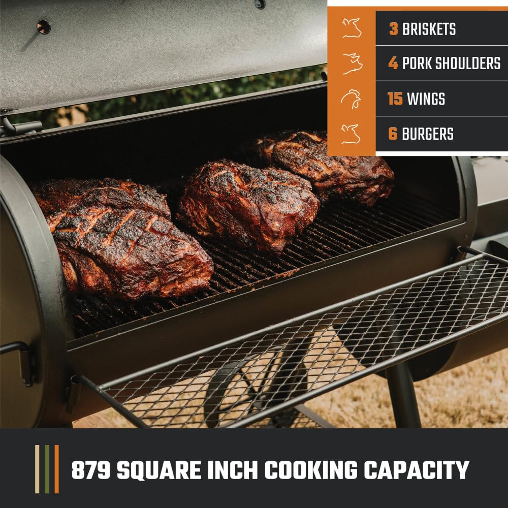 Oklahoma Joe's Highland Offset Charcoal Smoker and Grill with 900 sq. in. Cooking Area in Black